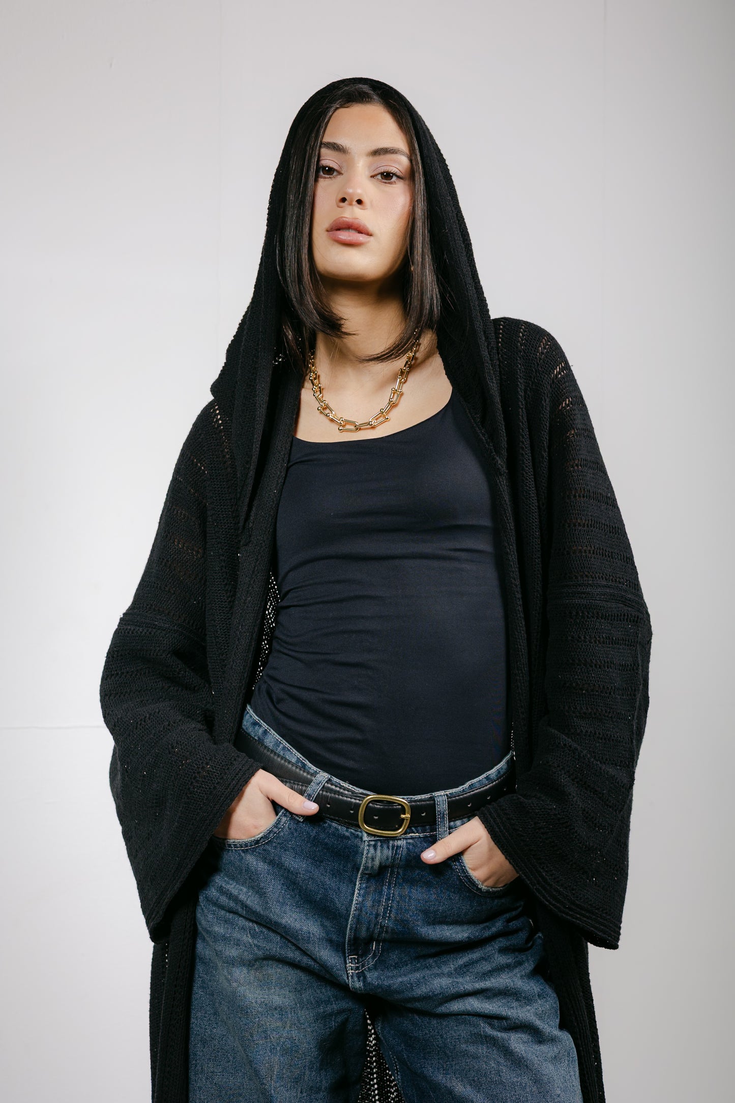 Moon Glow Knit Cardigan in Black