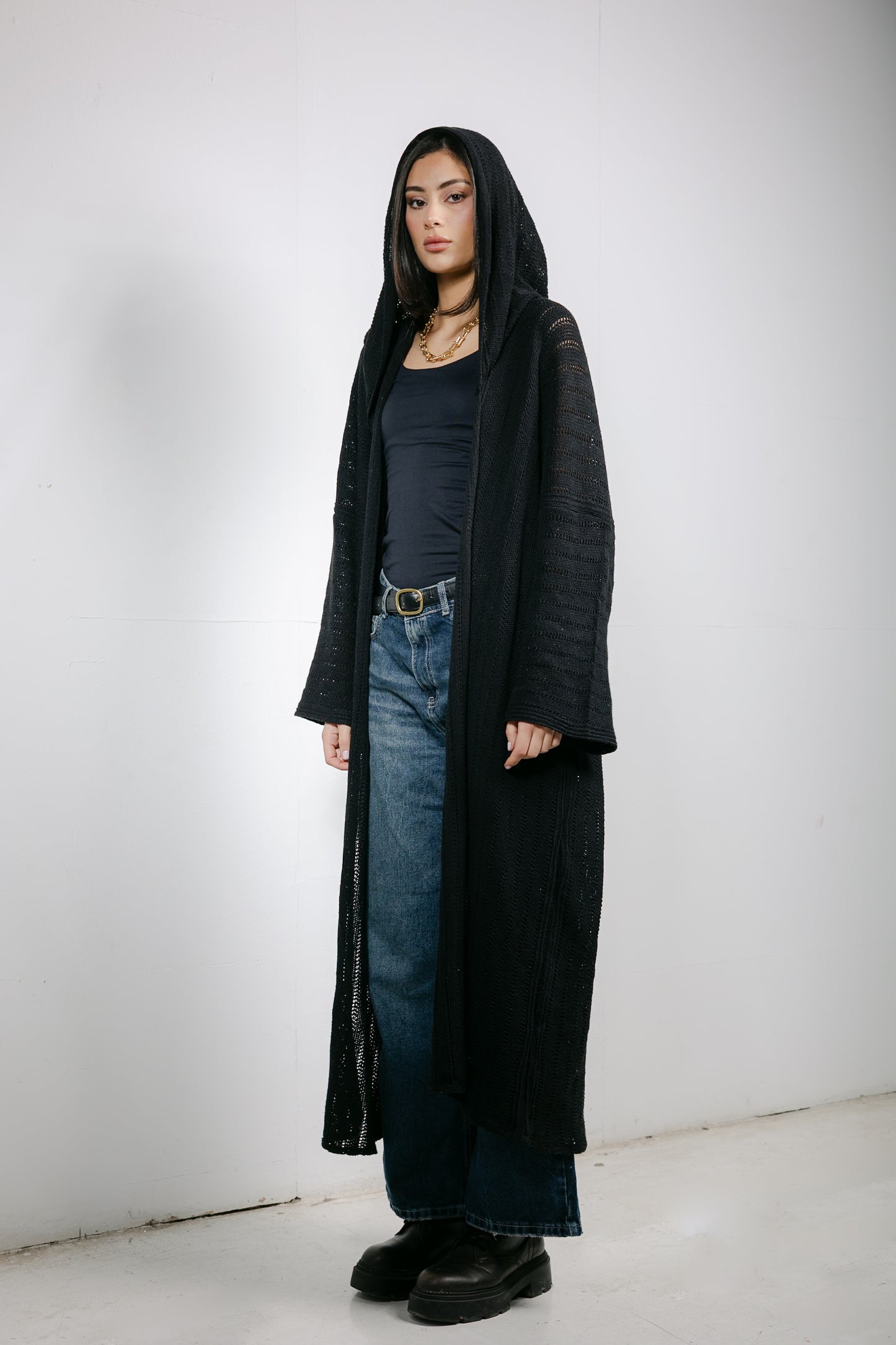 Moon Glow Knit Cardigan in Black