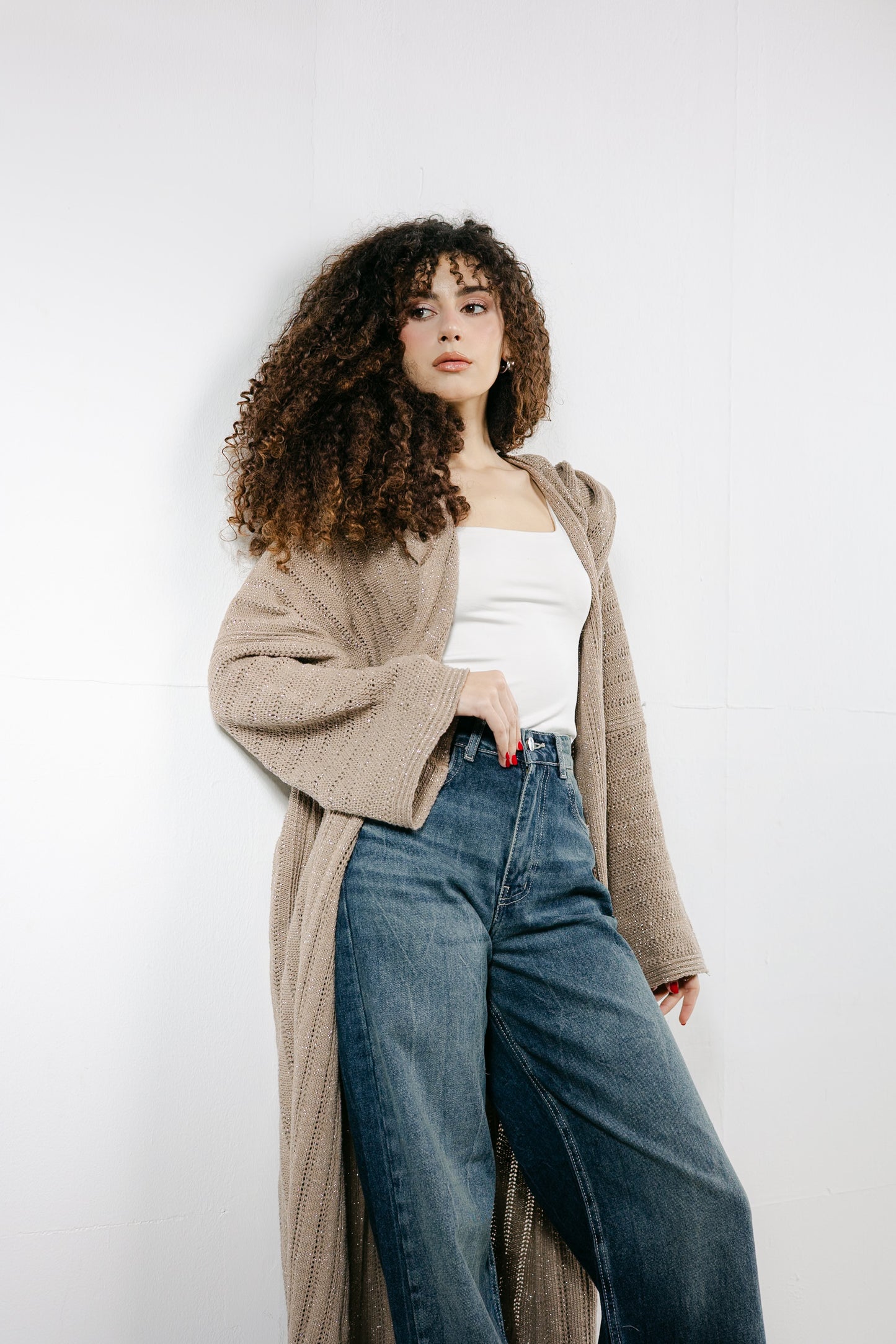 Moon Glow Knit Cardigan in Shimmer Cafe
