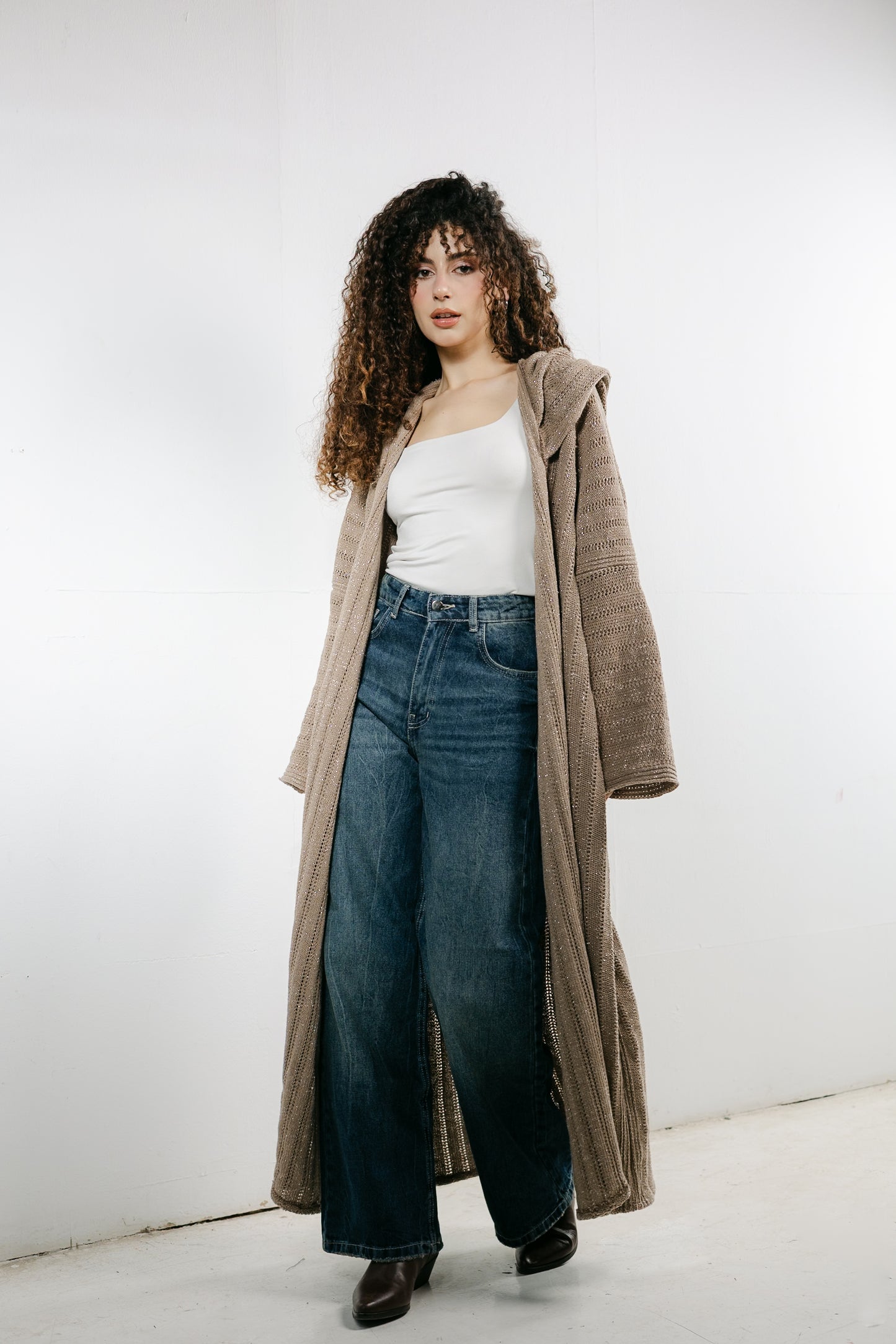 Moon Glow Knit Cardigan in Shimmer Cafe
