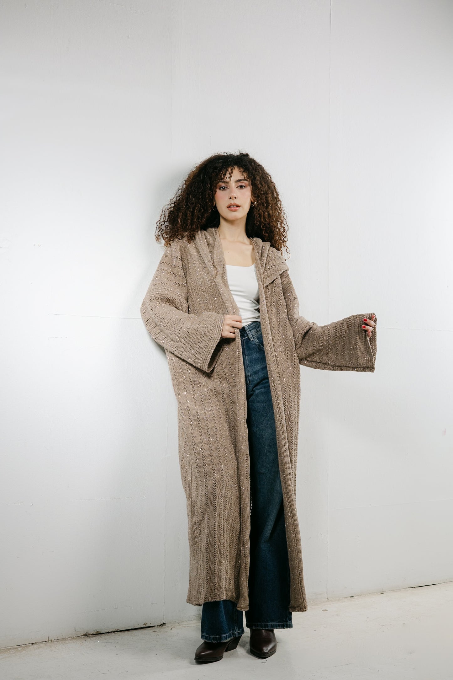 Moon Glow Knit Cardigan in Shimmer Cafe