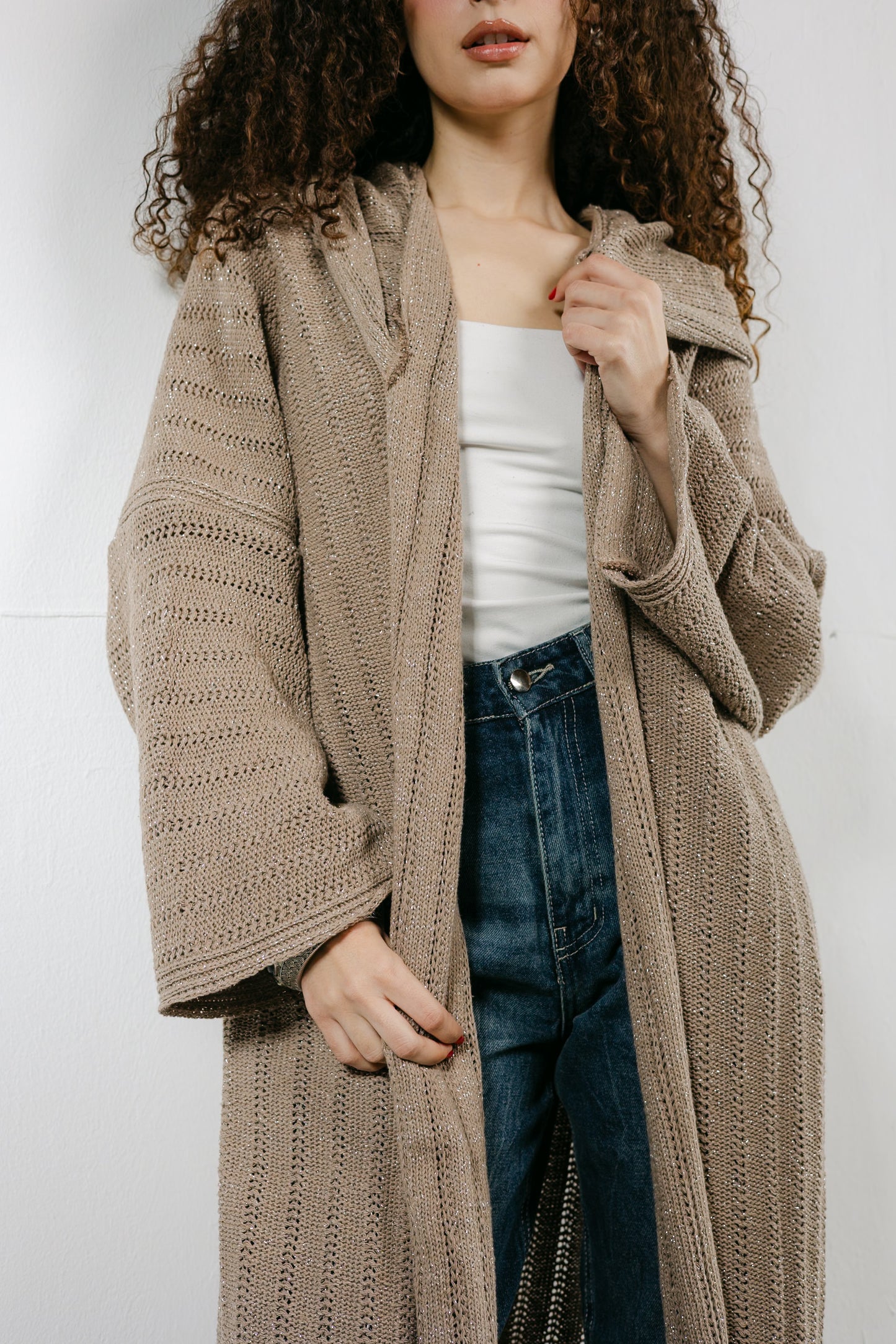 Moon Glow Knit Cardigan in Shimmer Cafe
