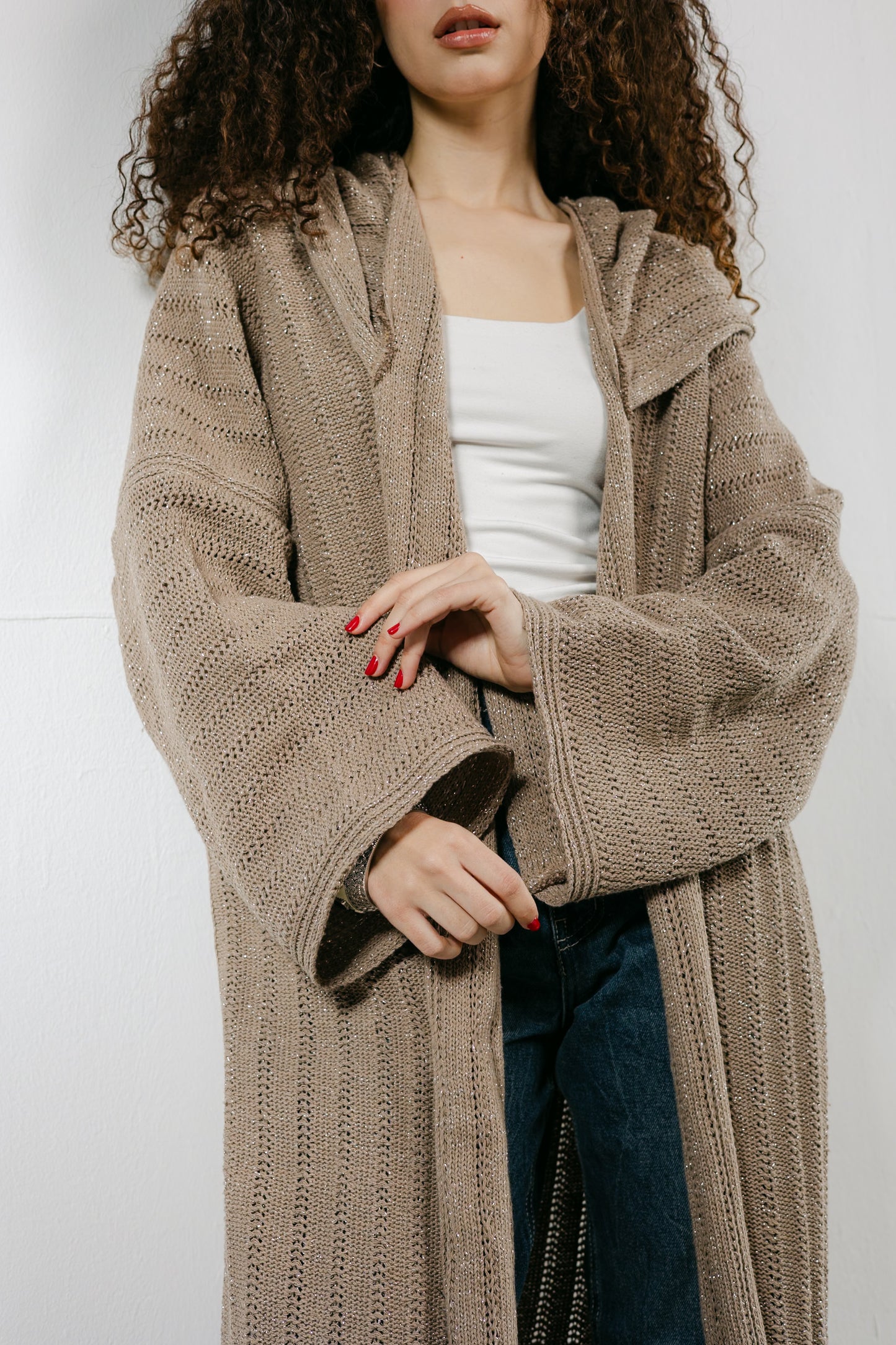 Moon Glow Knit Cardigan in Shimmer Cafe