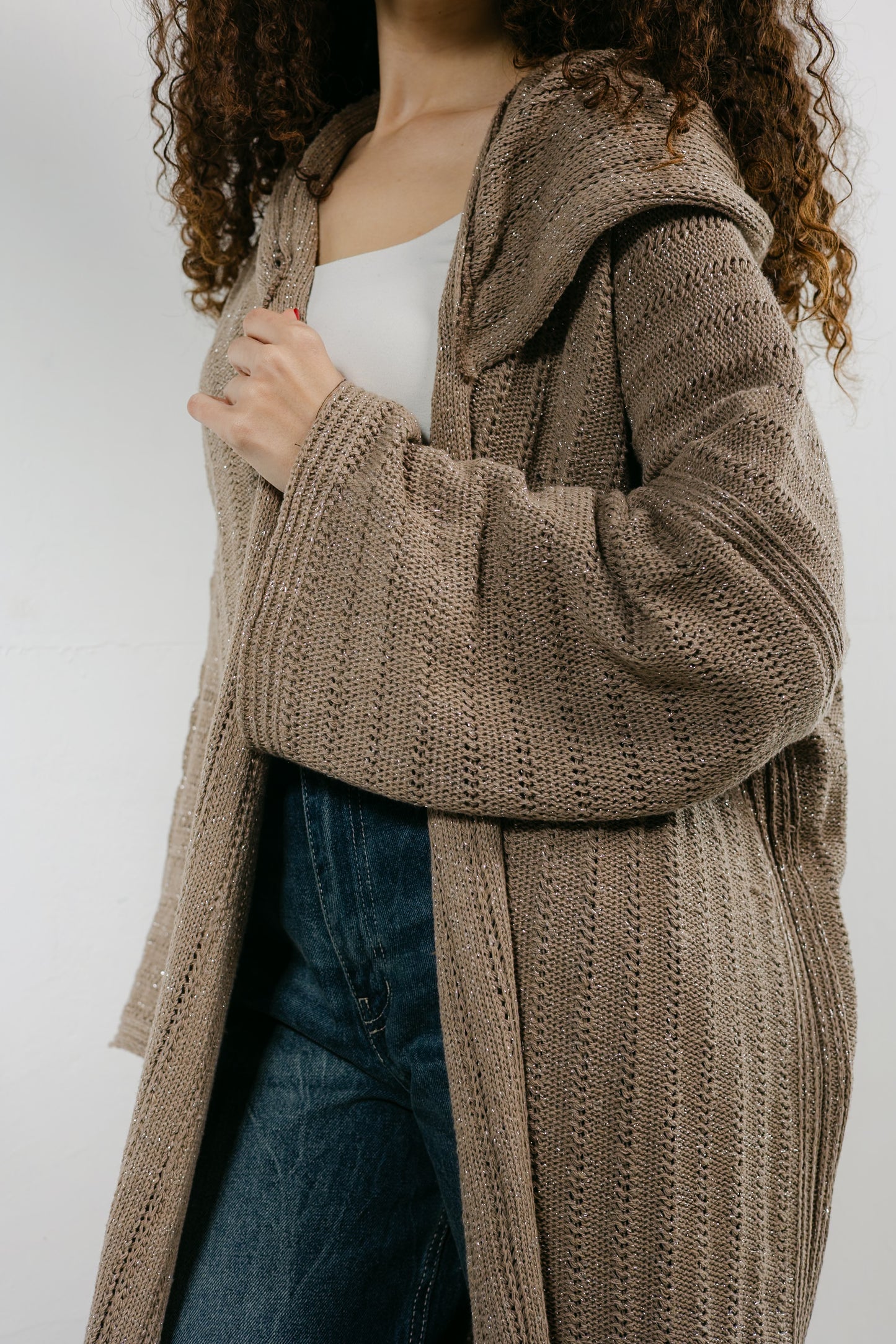 Moon Glow Knit Cardigan in Shimmer Cafe