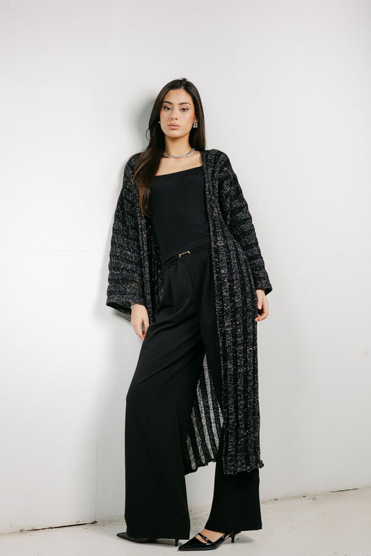 Sweet Attraction Cardigan in Shimmer black