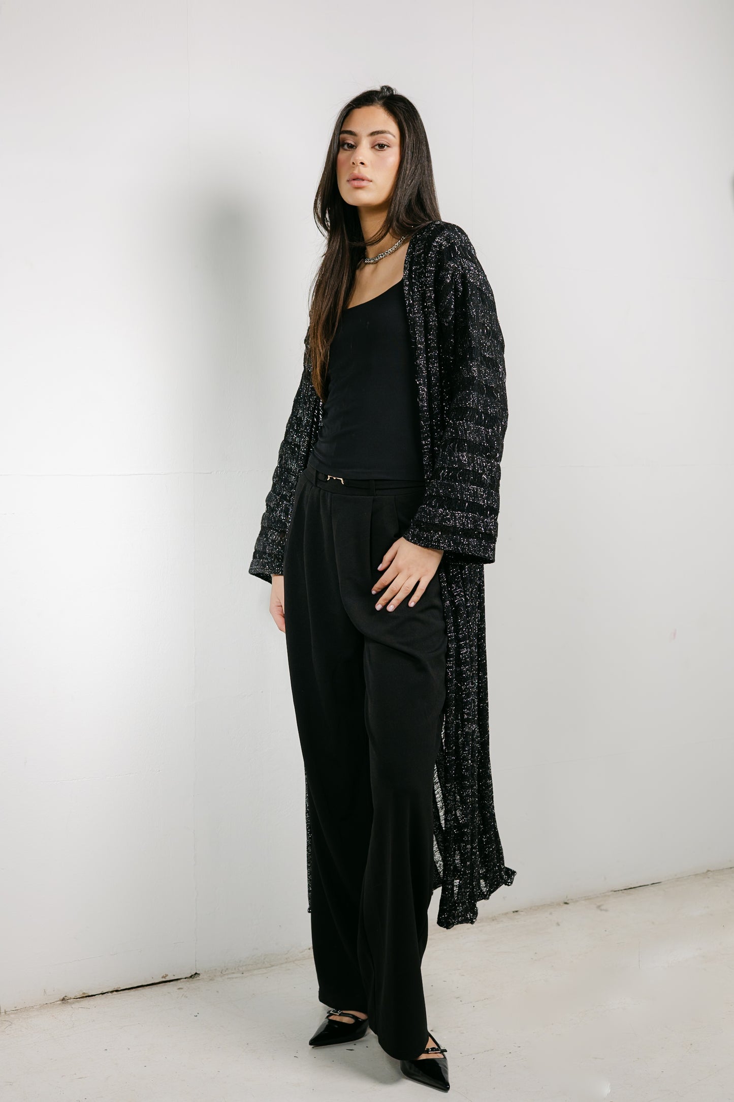 Sweet Attraction Cardigan in Shimmer black