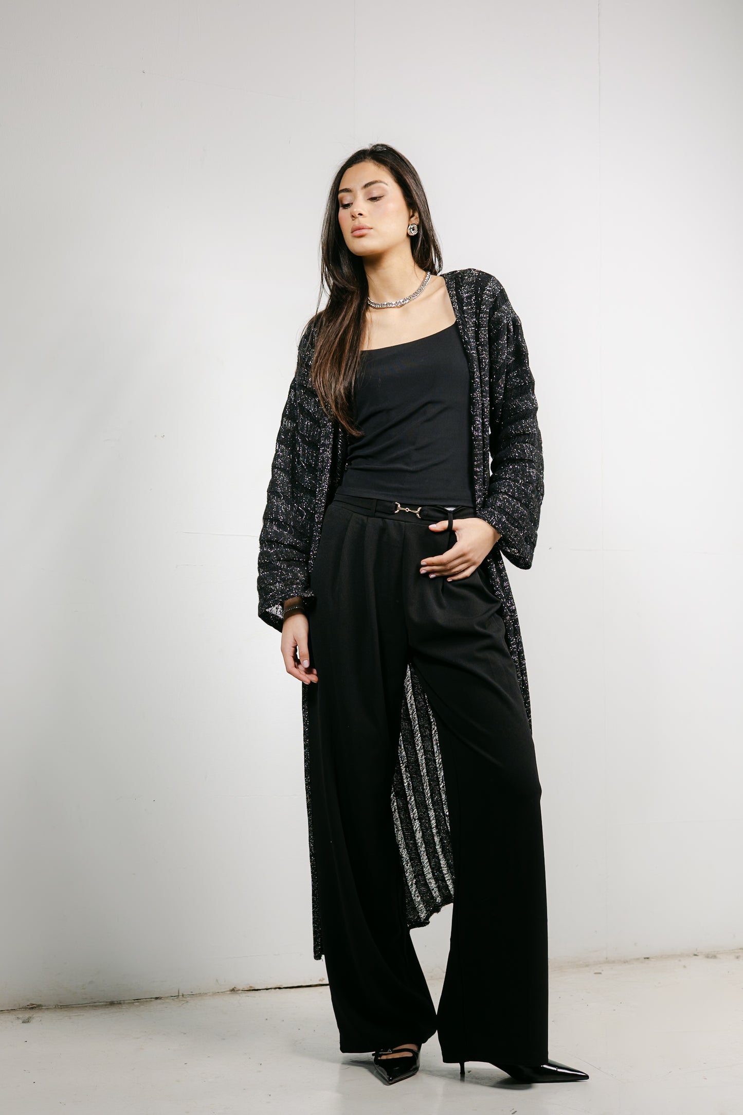 Sweet Attraction Cardigan in Shimmer black