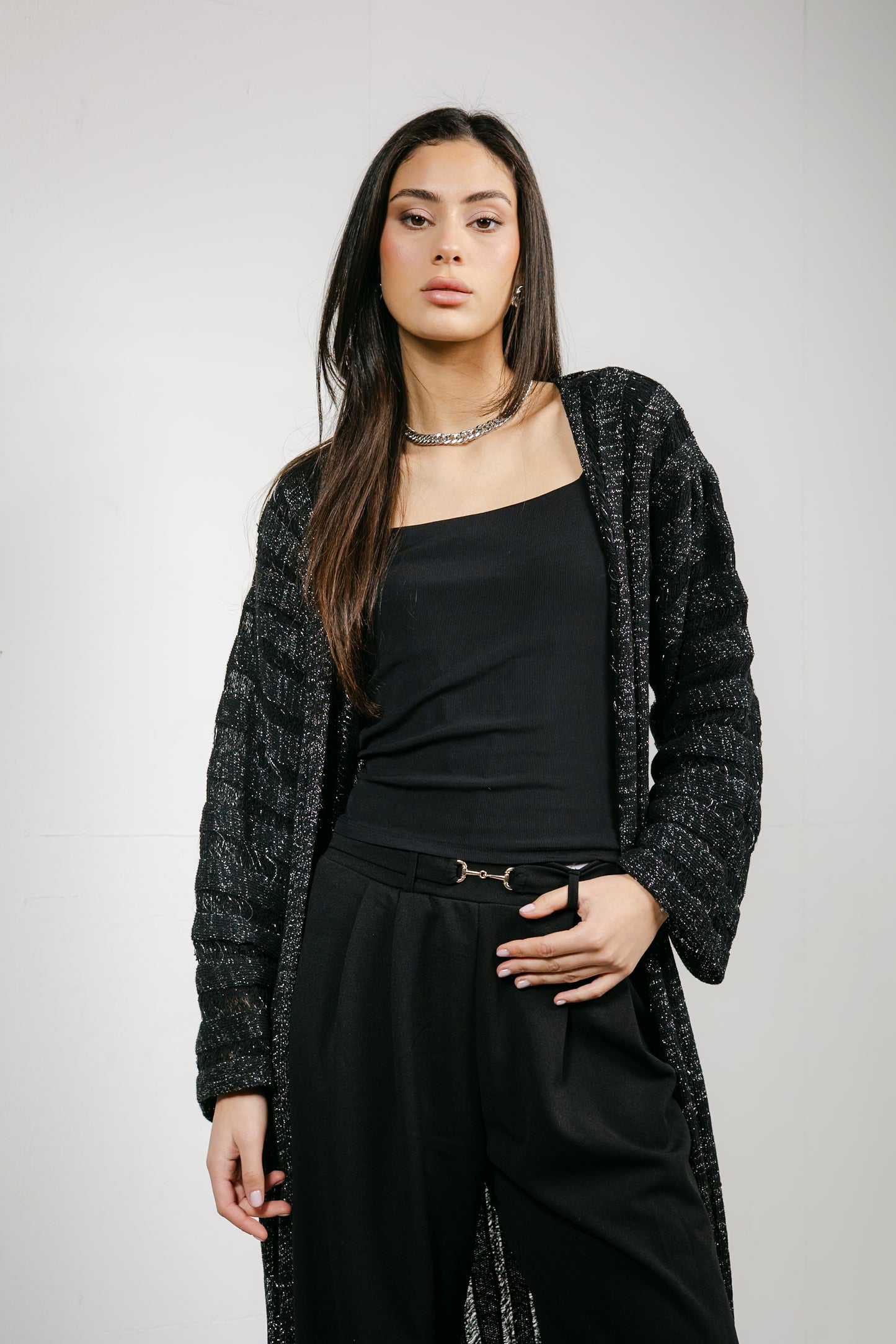 Sweet Attraction Cardigan in Shimmer black
