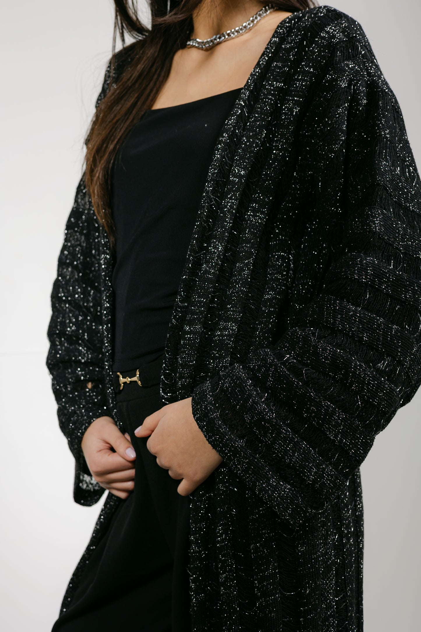 Sweet Attraction Cardigan in Shimmer black