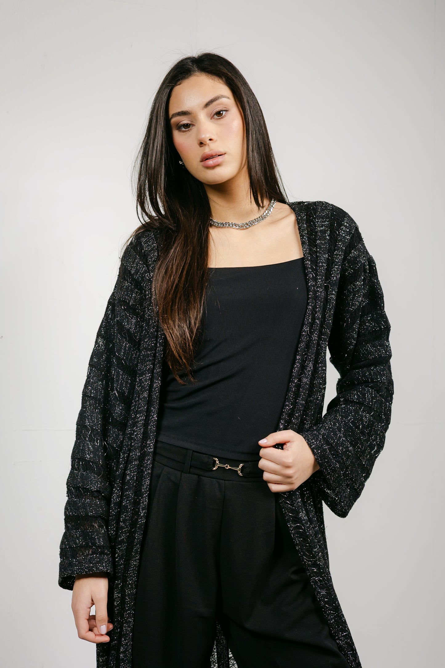 Sweet Attraction Cardigan in Shimmer black