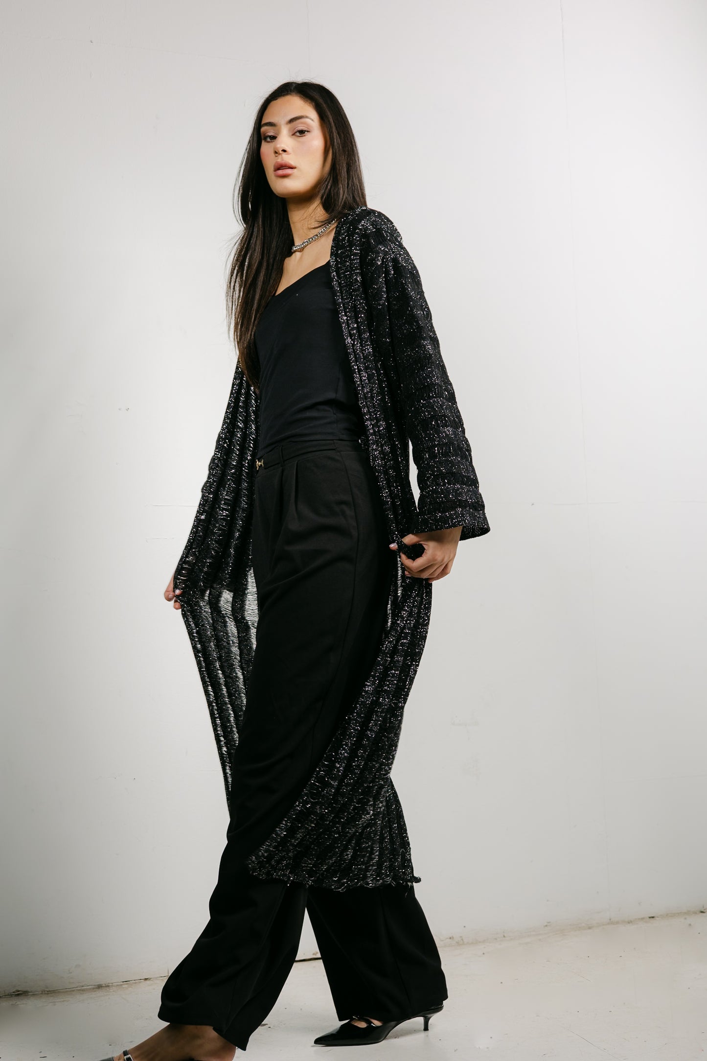 Sweet Attraction Cardigan in Shimmer black