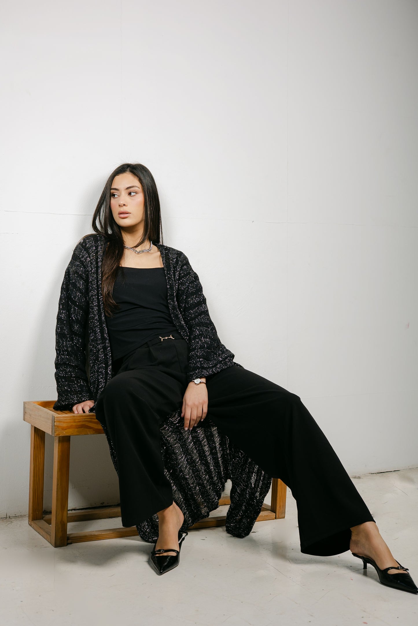 Sweet Attraction Cardigan in Shimmer black