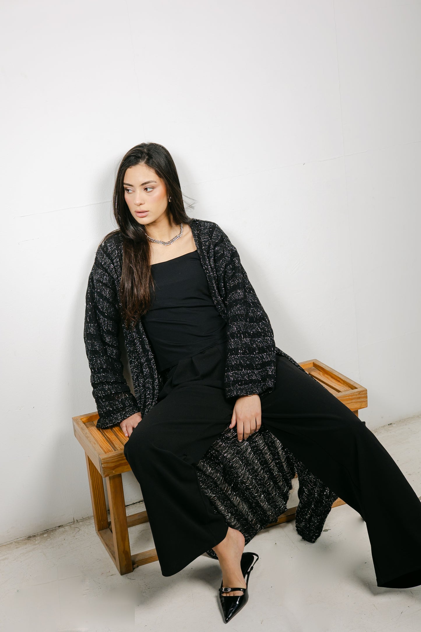 Sweet Attraction Cardigan in Shimmer black
