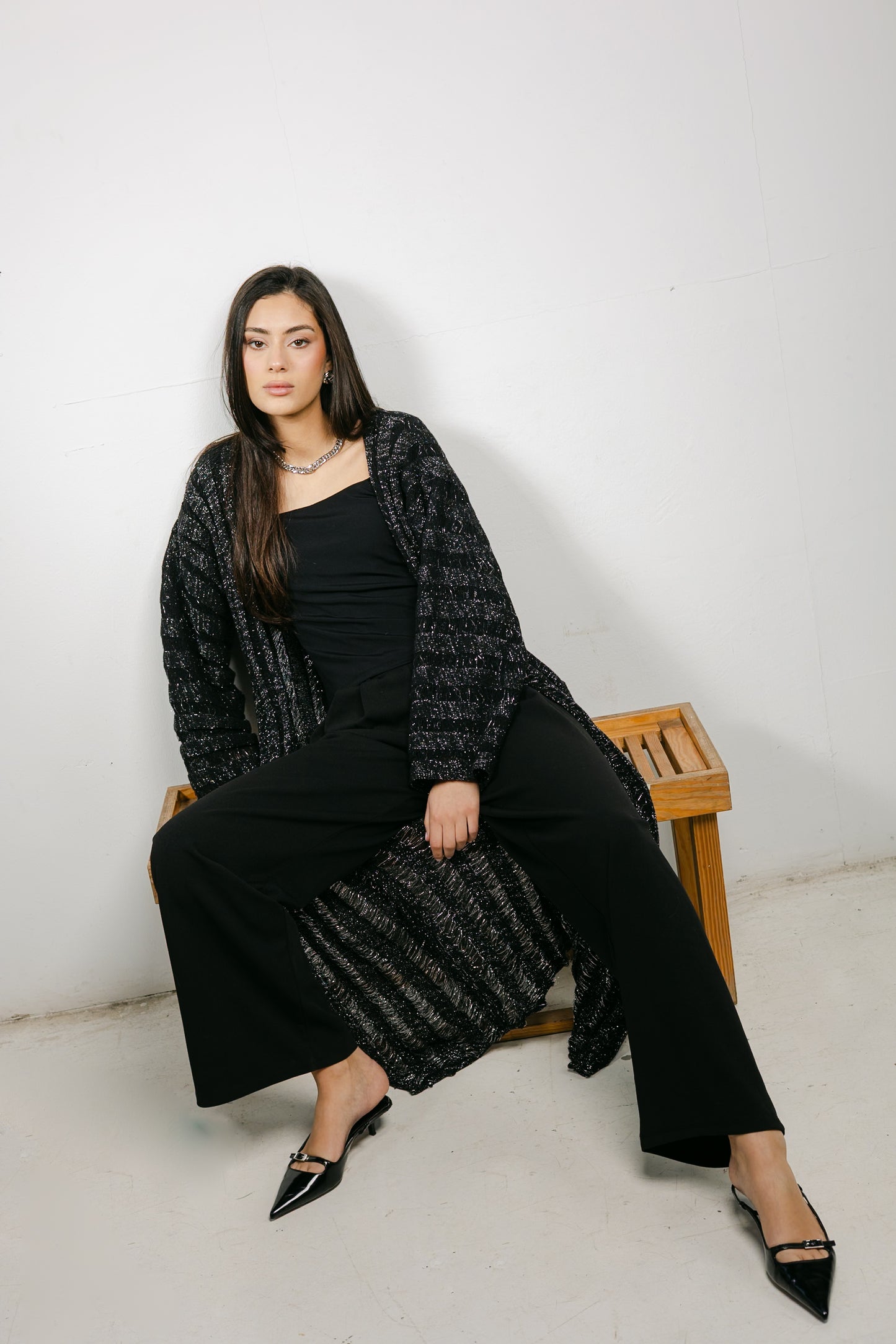 Sweet Attraction Cardigan in Shimmer black