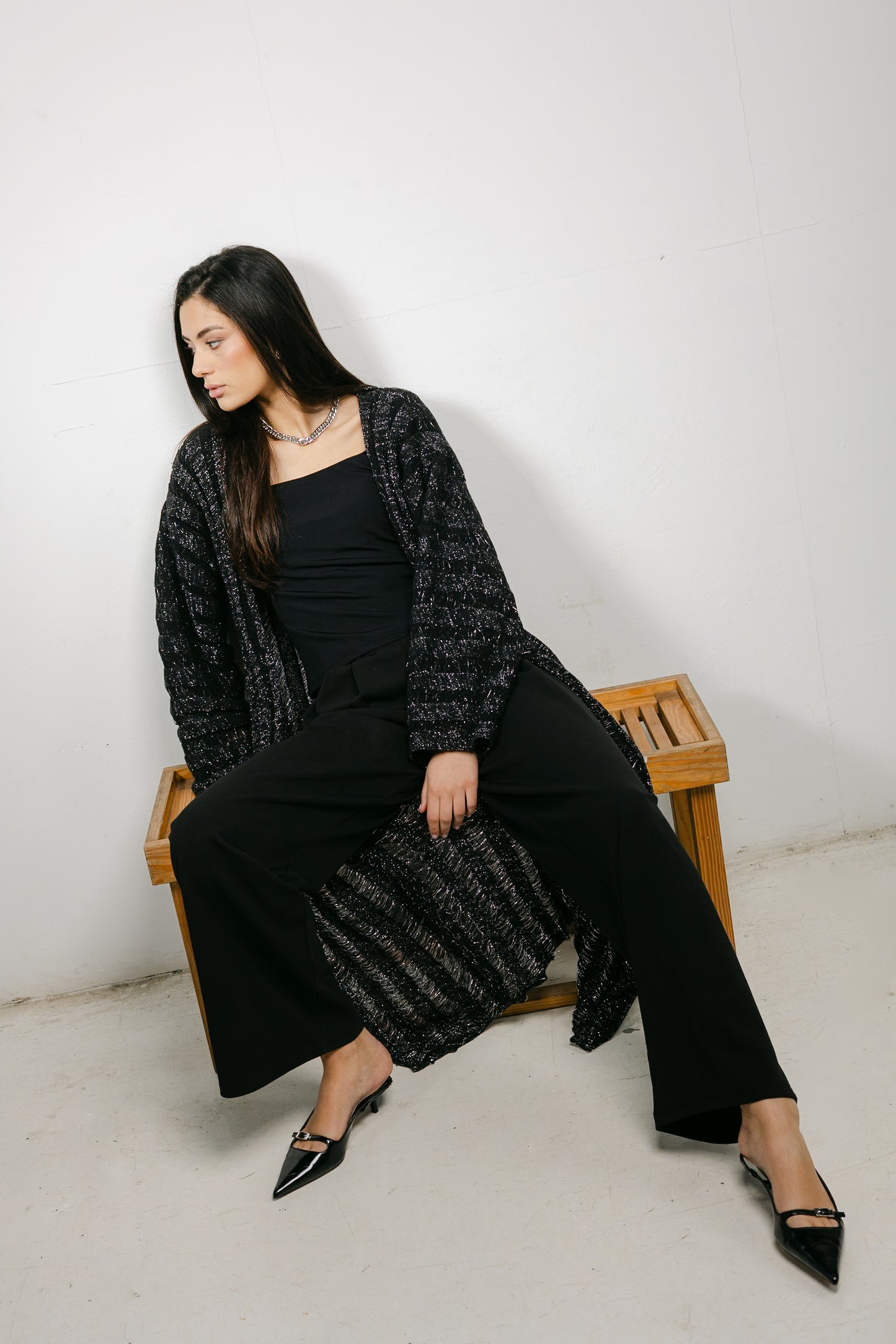 Sweet Attraction Cardigan in Shimmer black