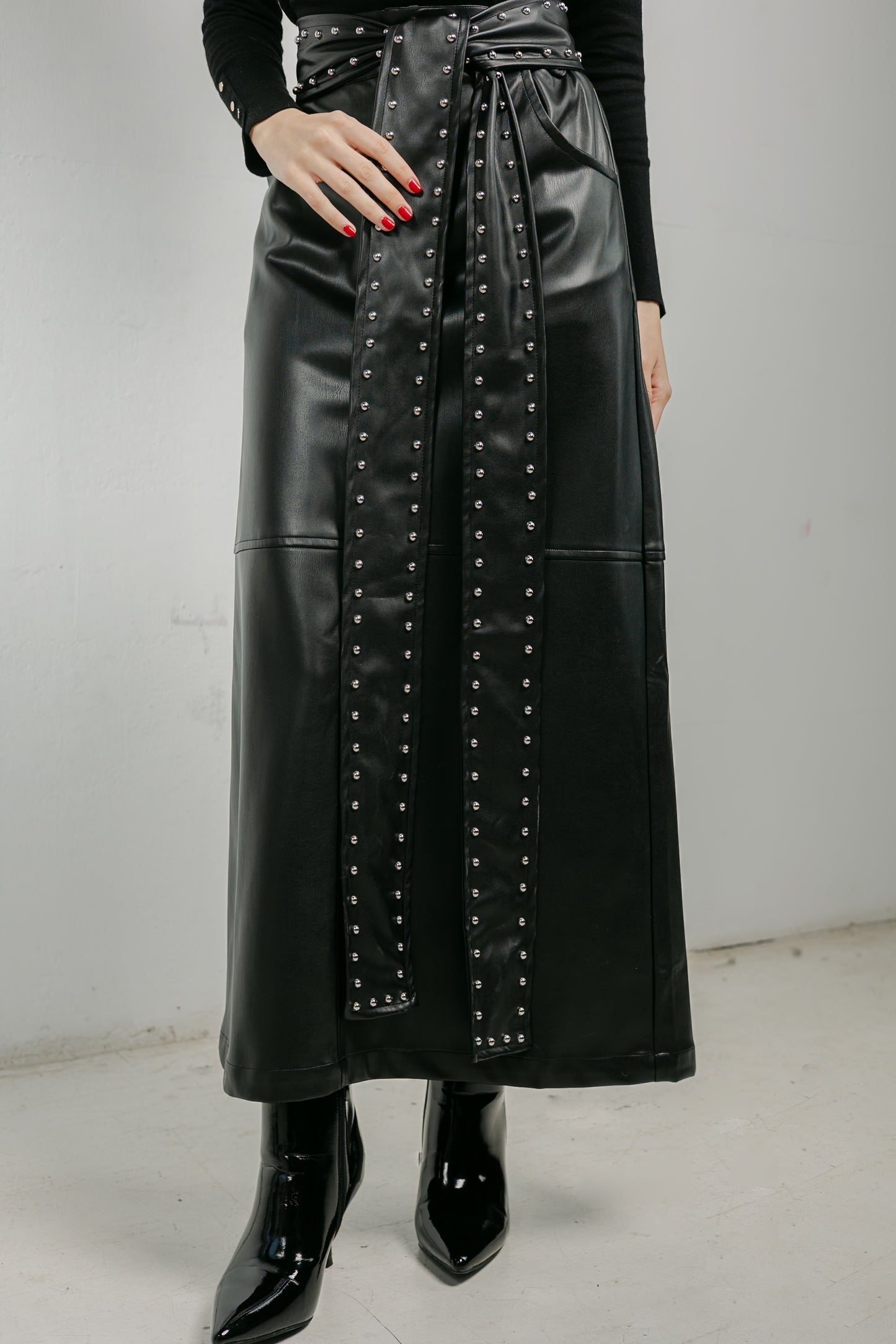 The Muse Leather Skirt in Black