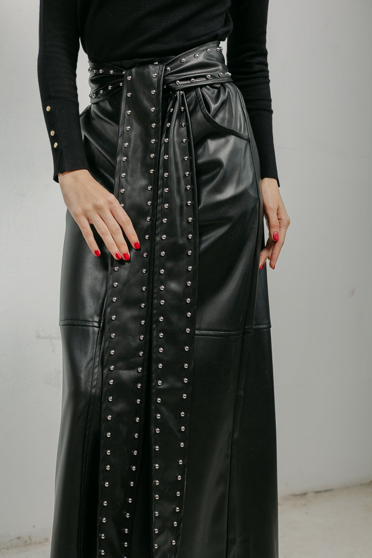 The Muse Leather Skirt in Black