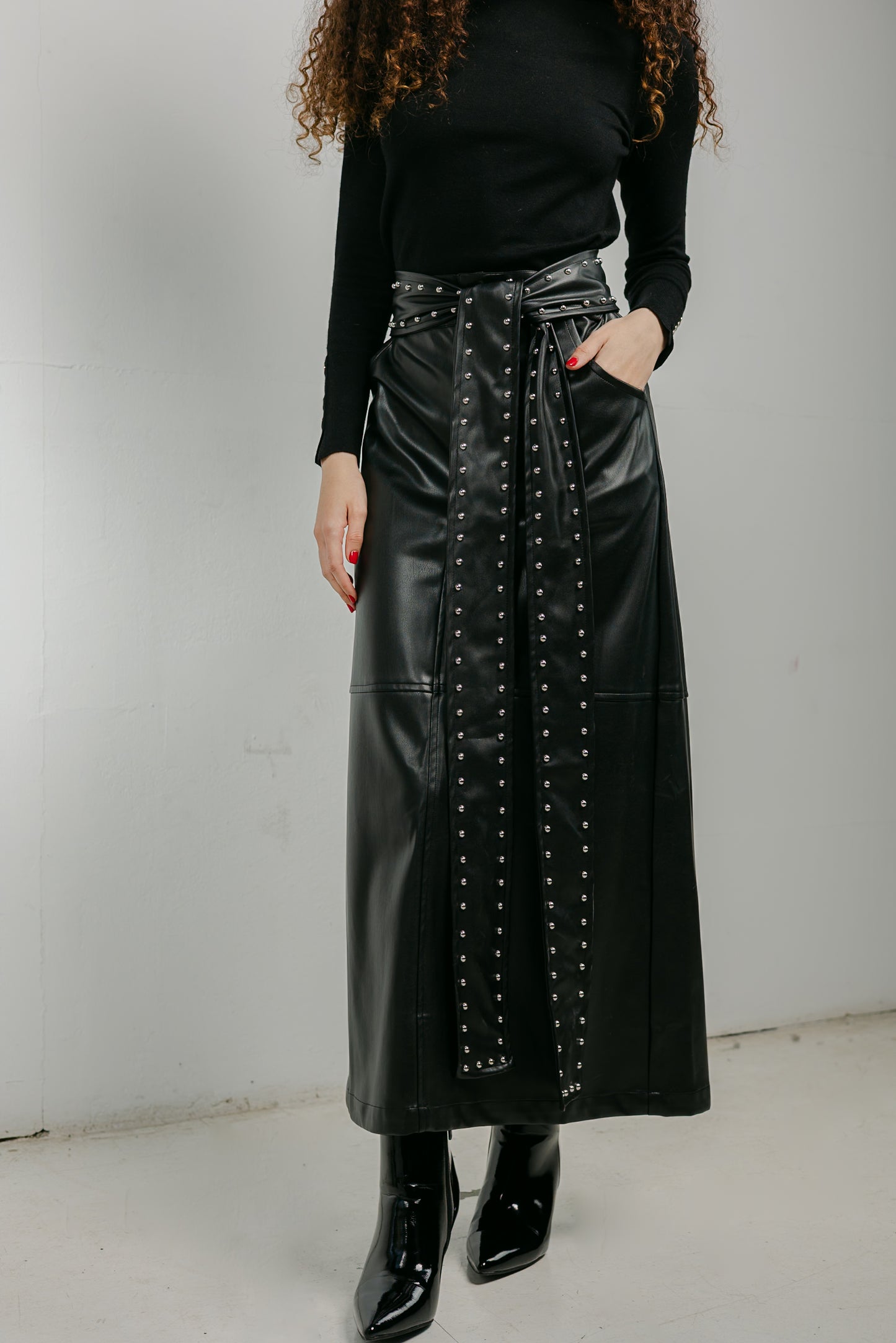 The Muse Leather Skirt in Black