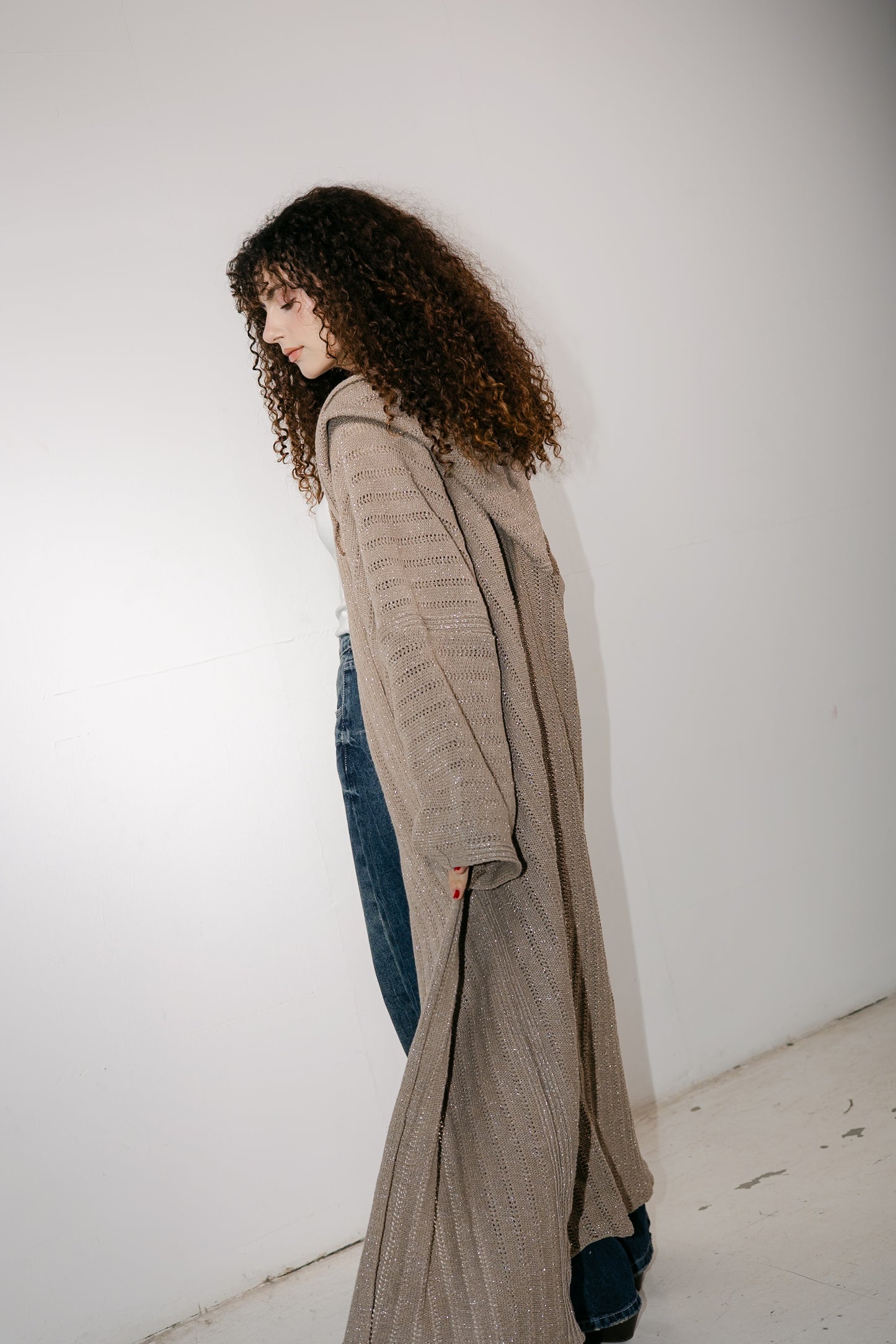 Moon Glow Knit Cardigan in Shimmer Cafe
