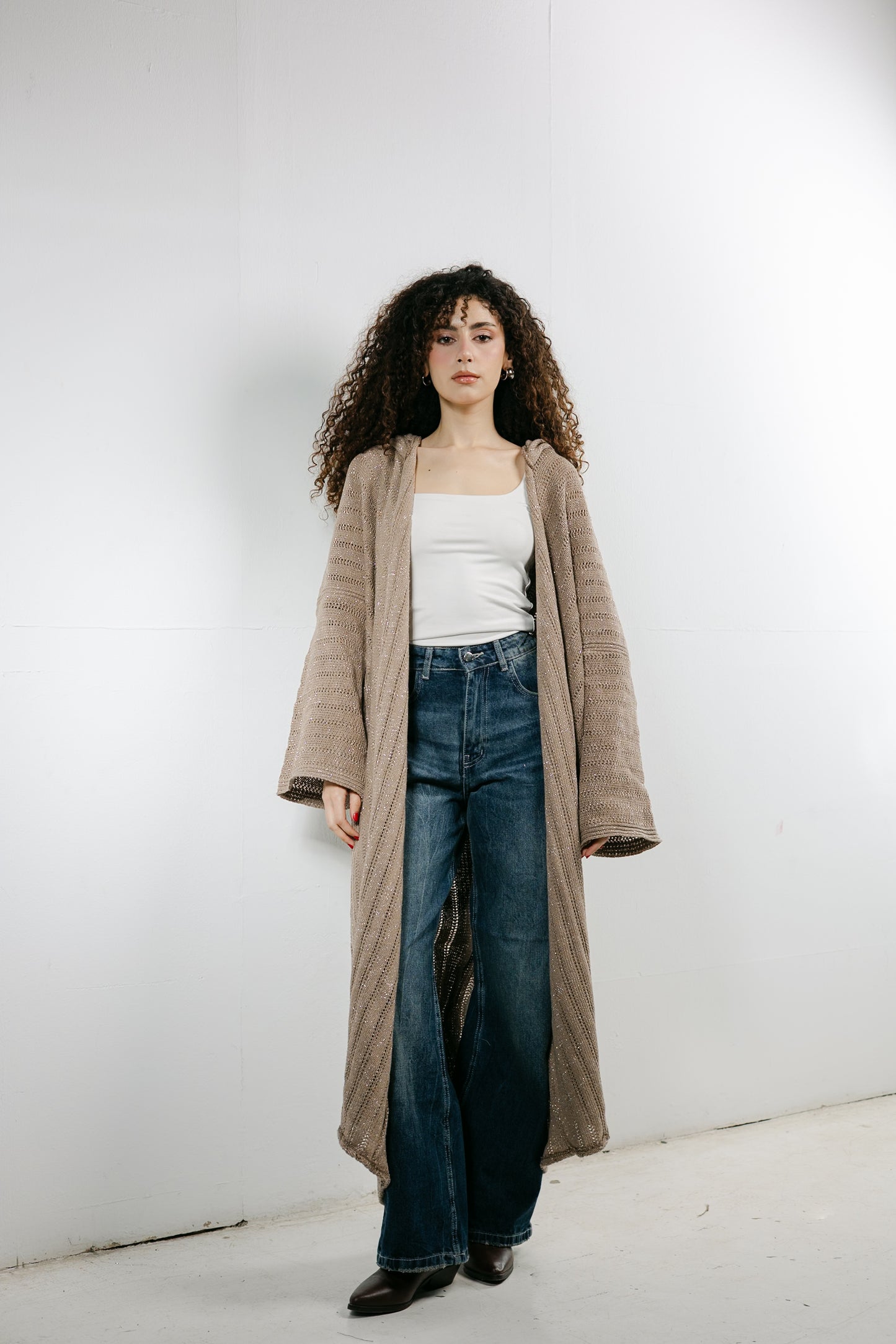 Moon Glow Knit Cardigan in Shimmer Cafe
