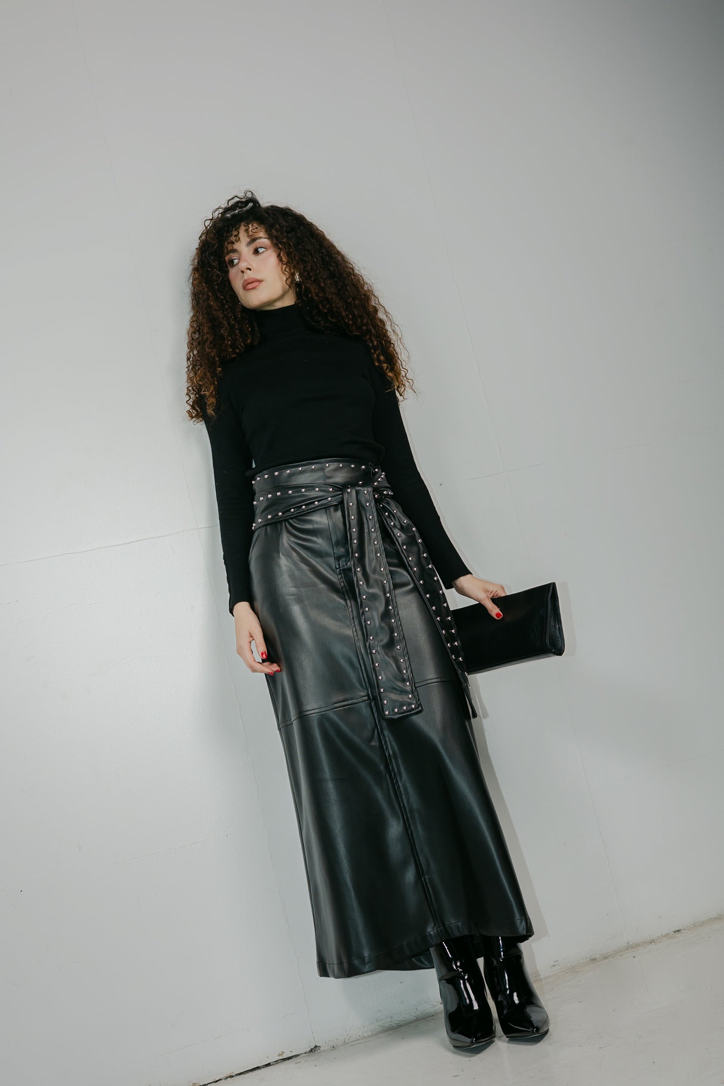 The Muse Leather Skirt in Black