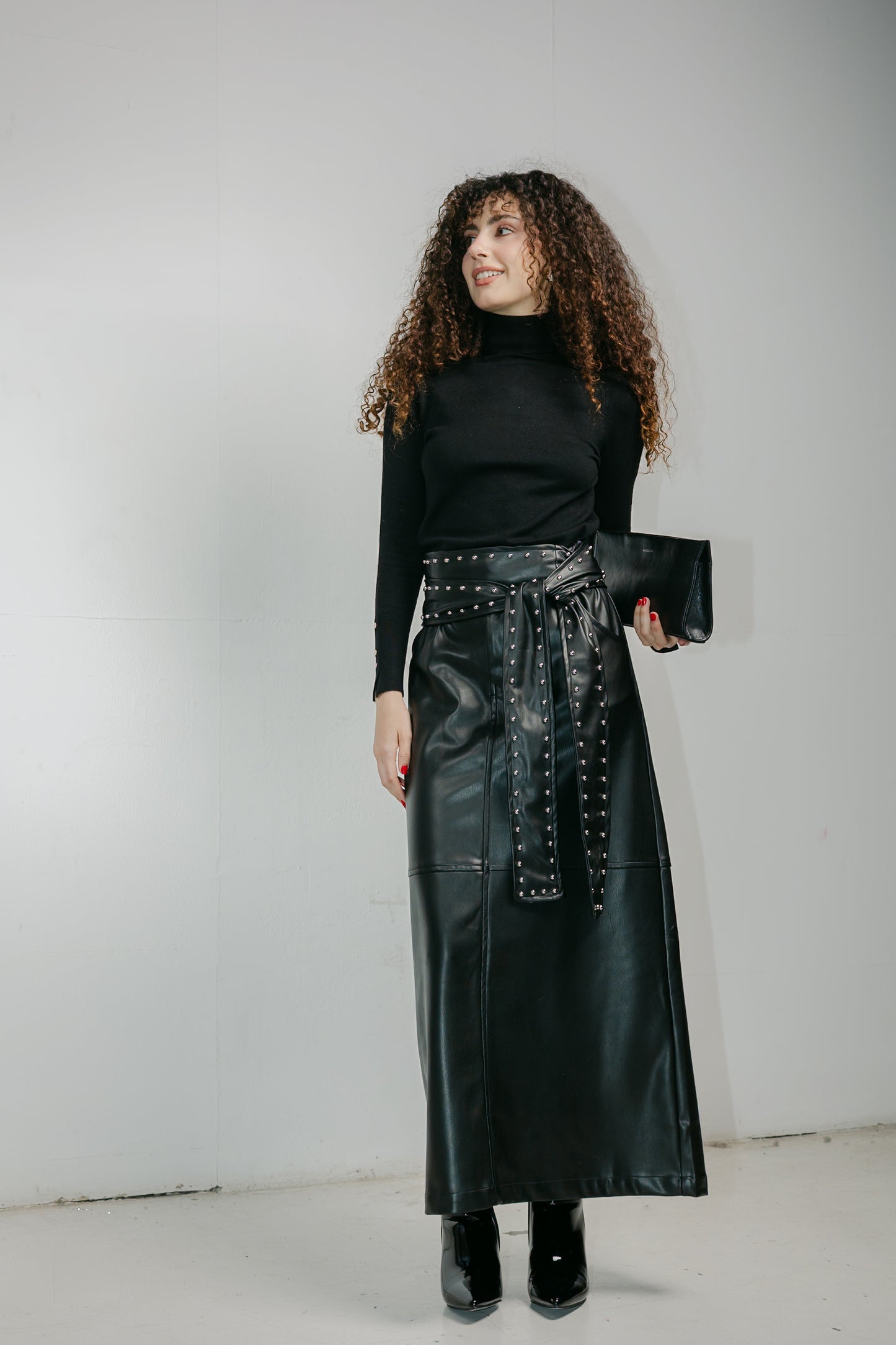The Muse Leather Skirt in Black