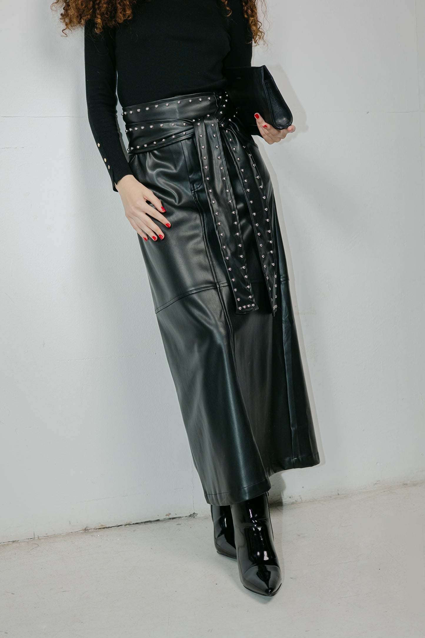 The Muse Leather Skirt in Black