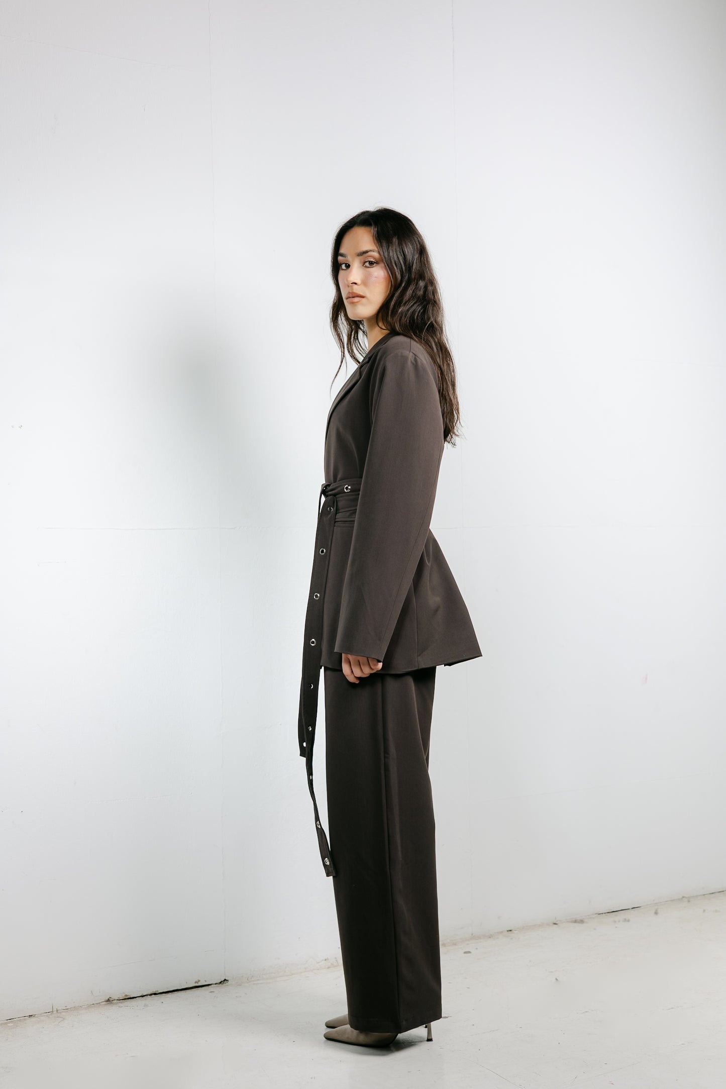 Silver Bells Blazer Set in Brown