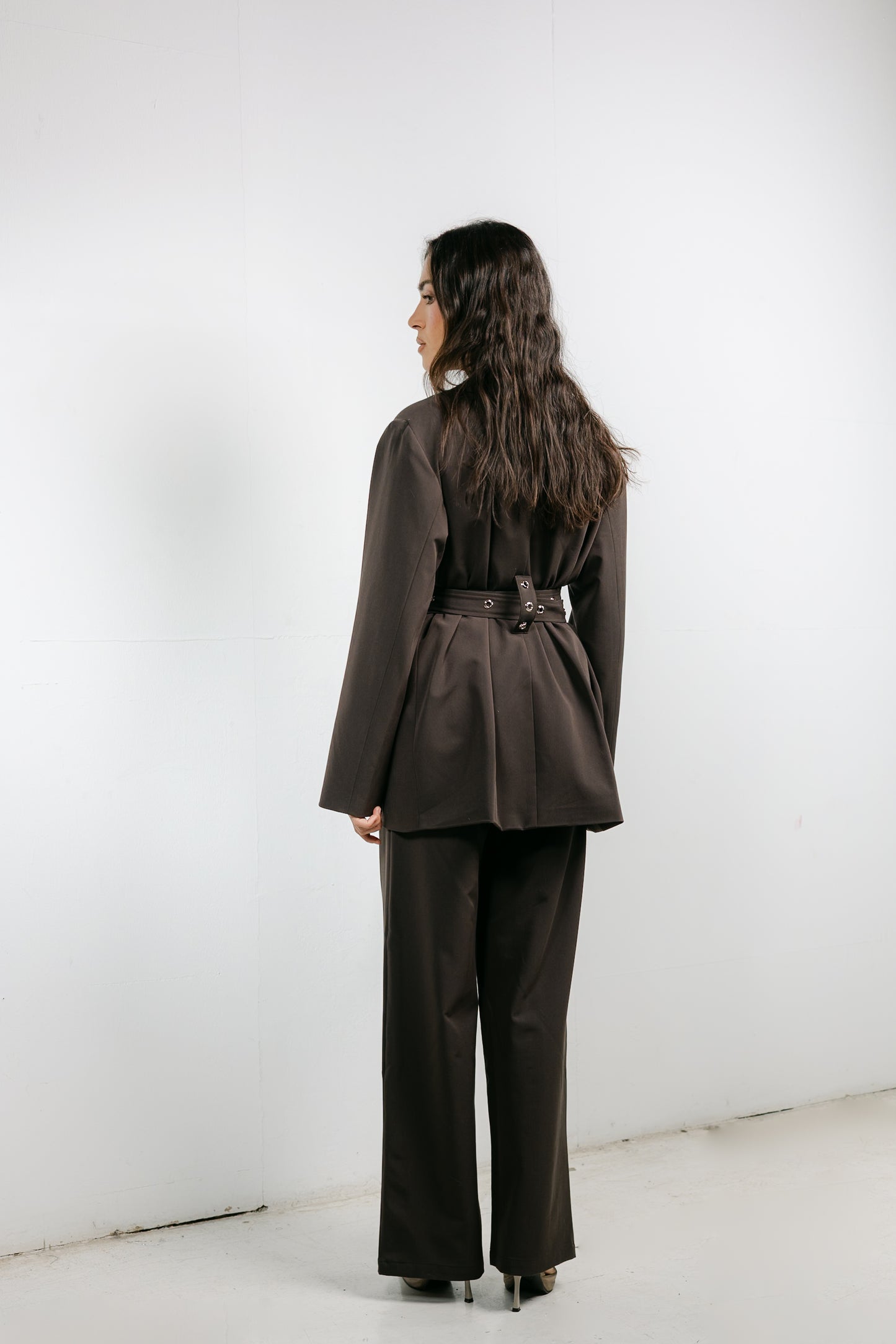 Silver Bells Blazer Set in Brown