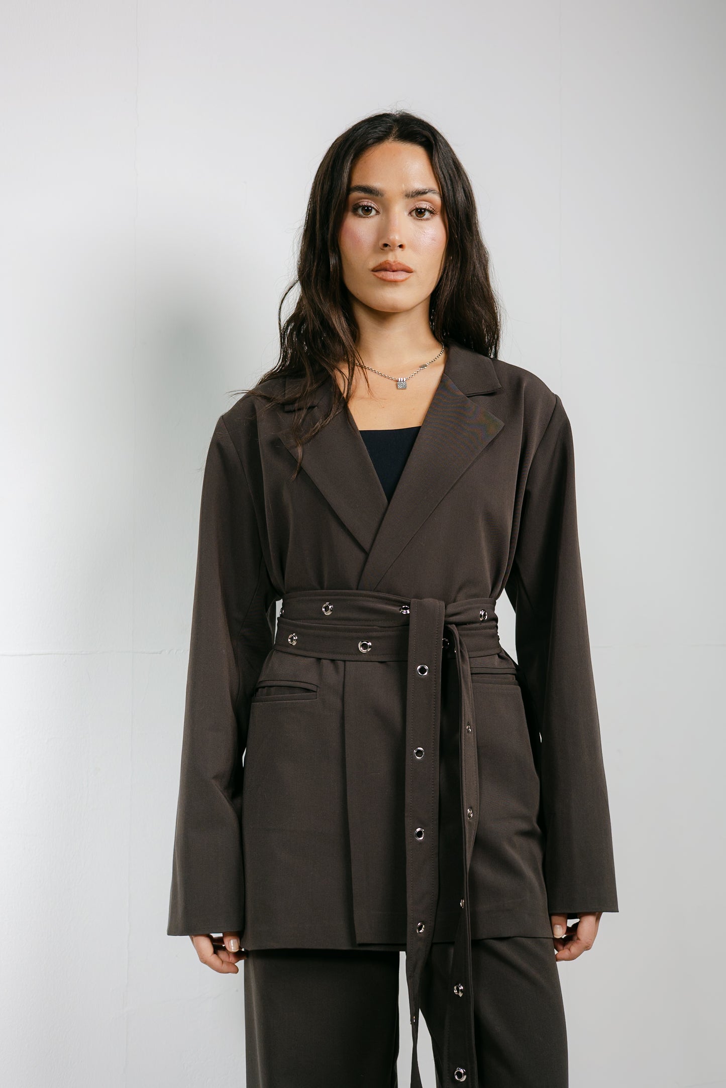 Silver Bells Blazer Set in Brown