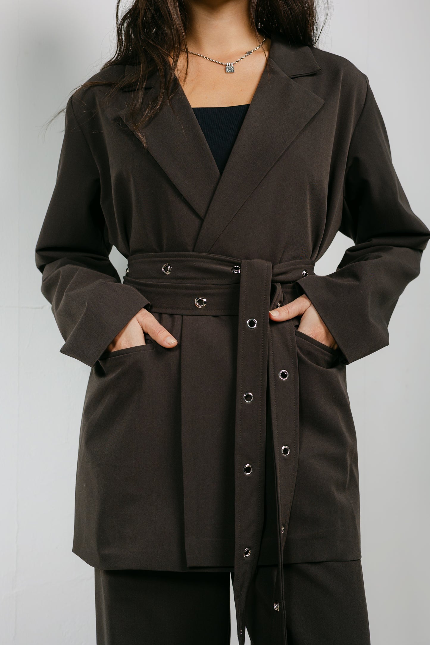 Silver Bells Blazer Set in Brown