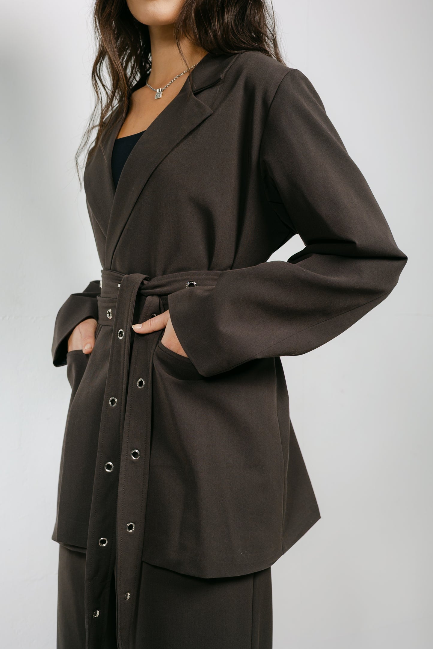 Silver Bells Blazer Set in Brown