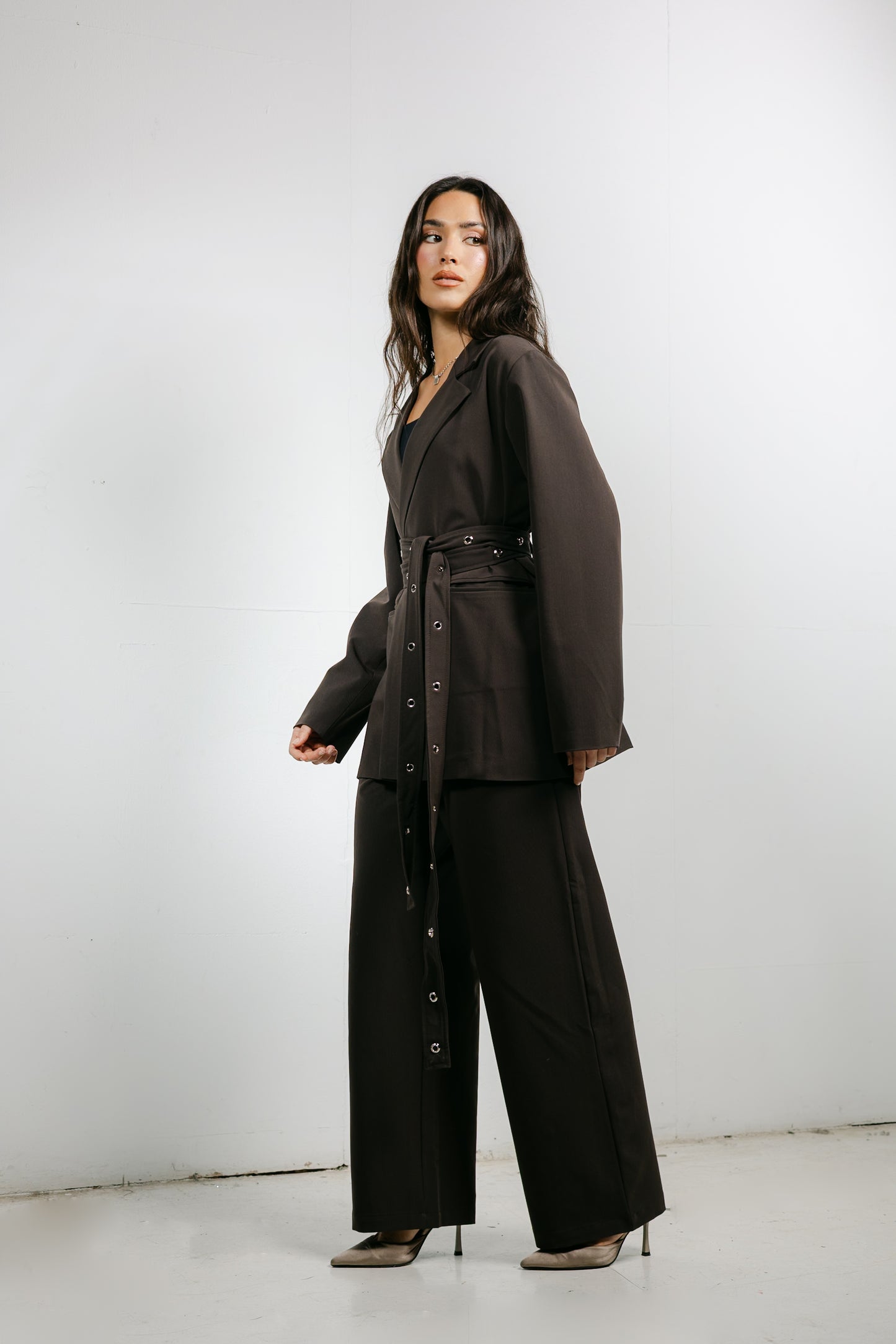 Silver Bells Blazer Set in Brown