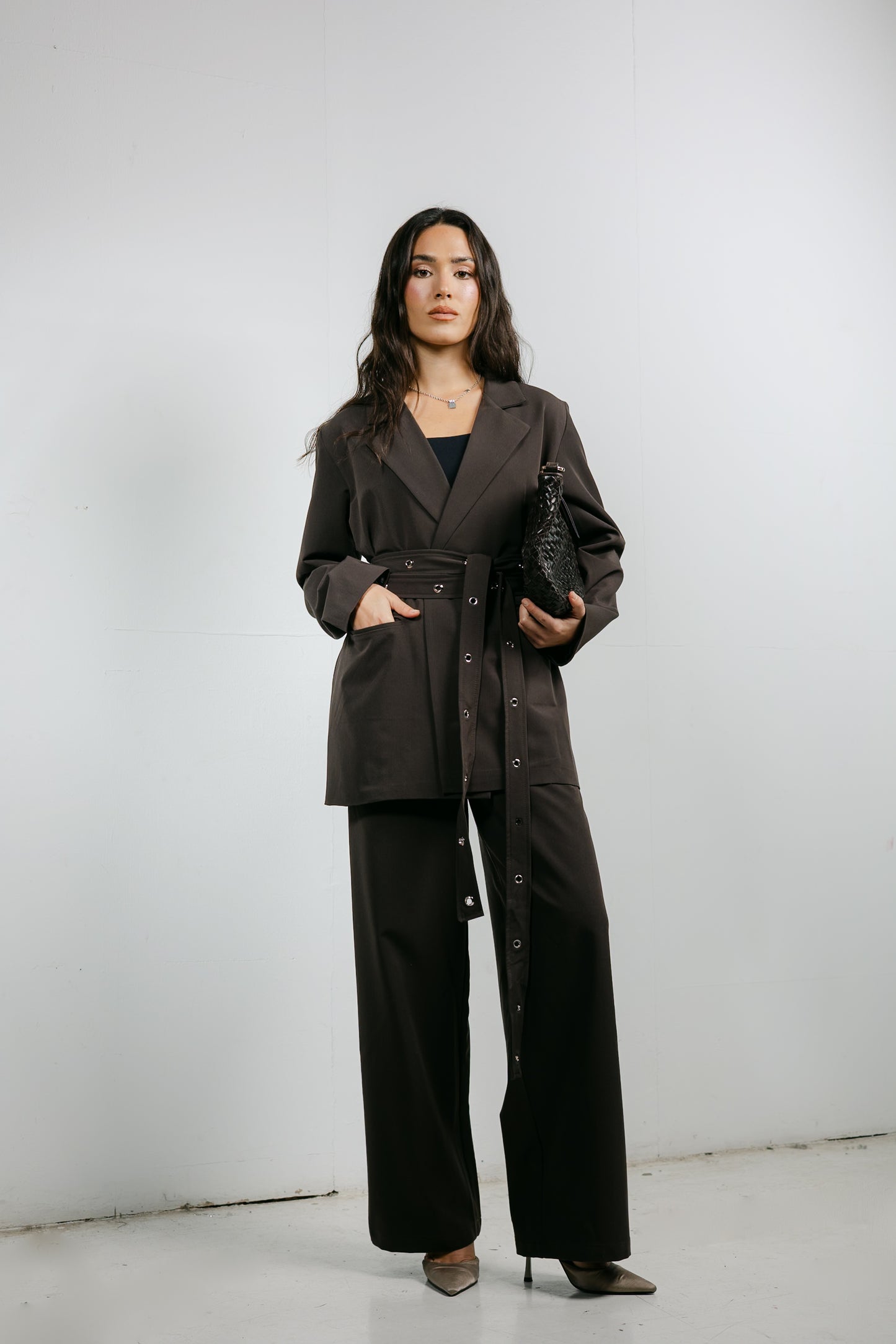 Silver Bells Blazer Set in Brown