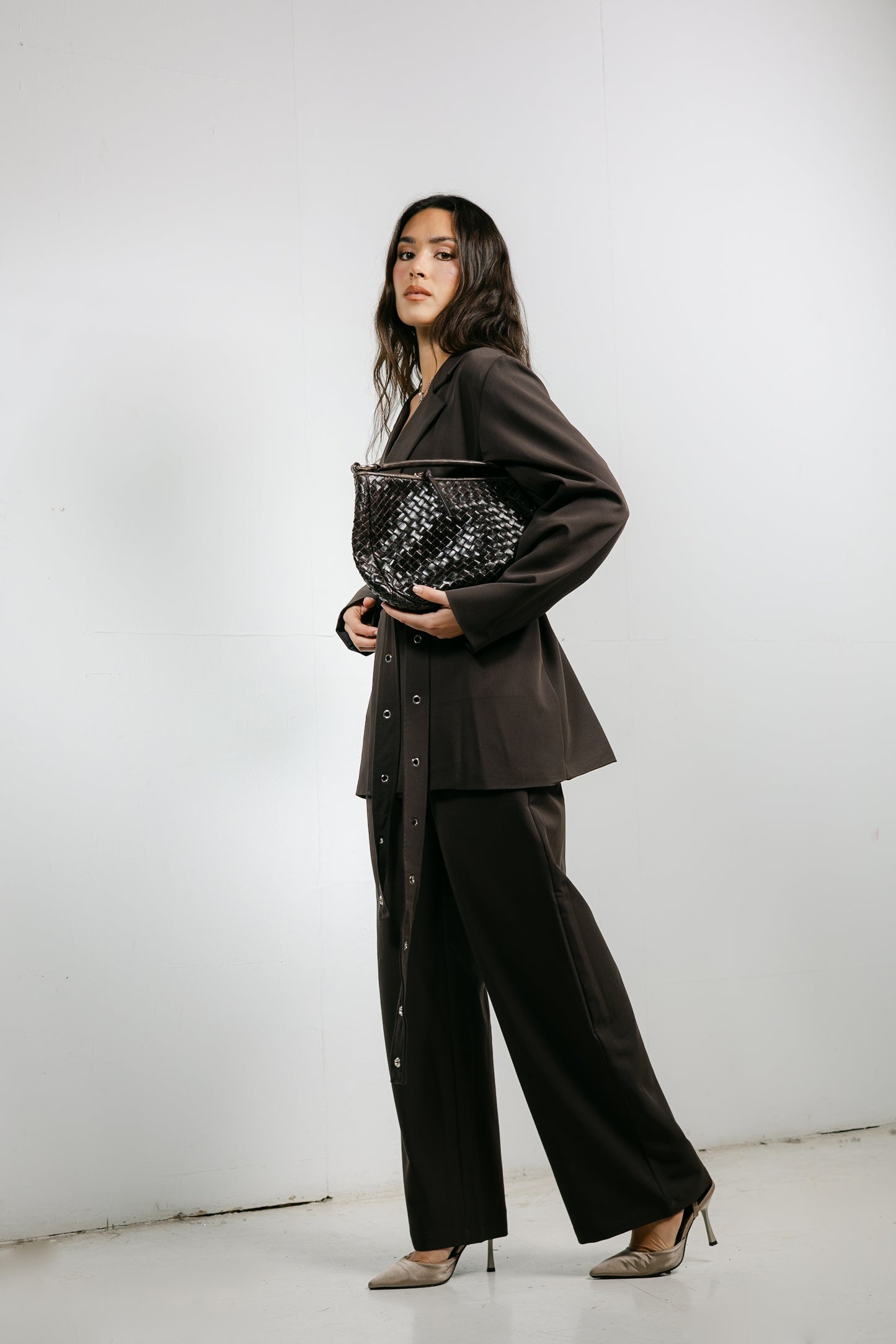 Silver Bells Blazer Set in Brown