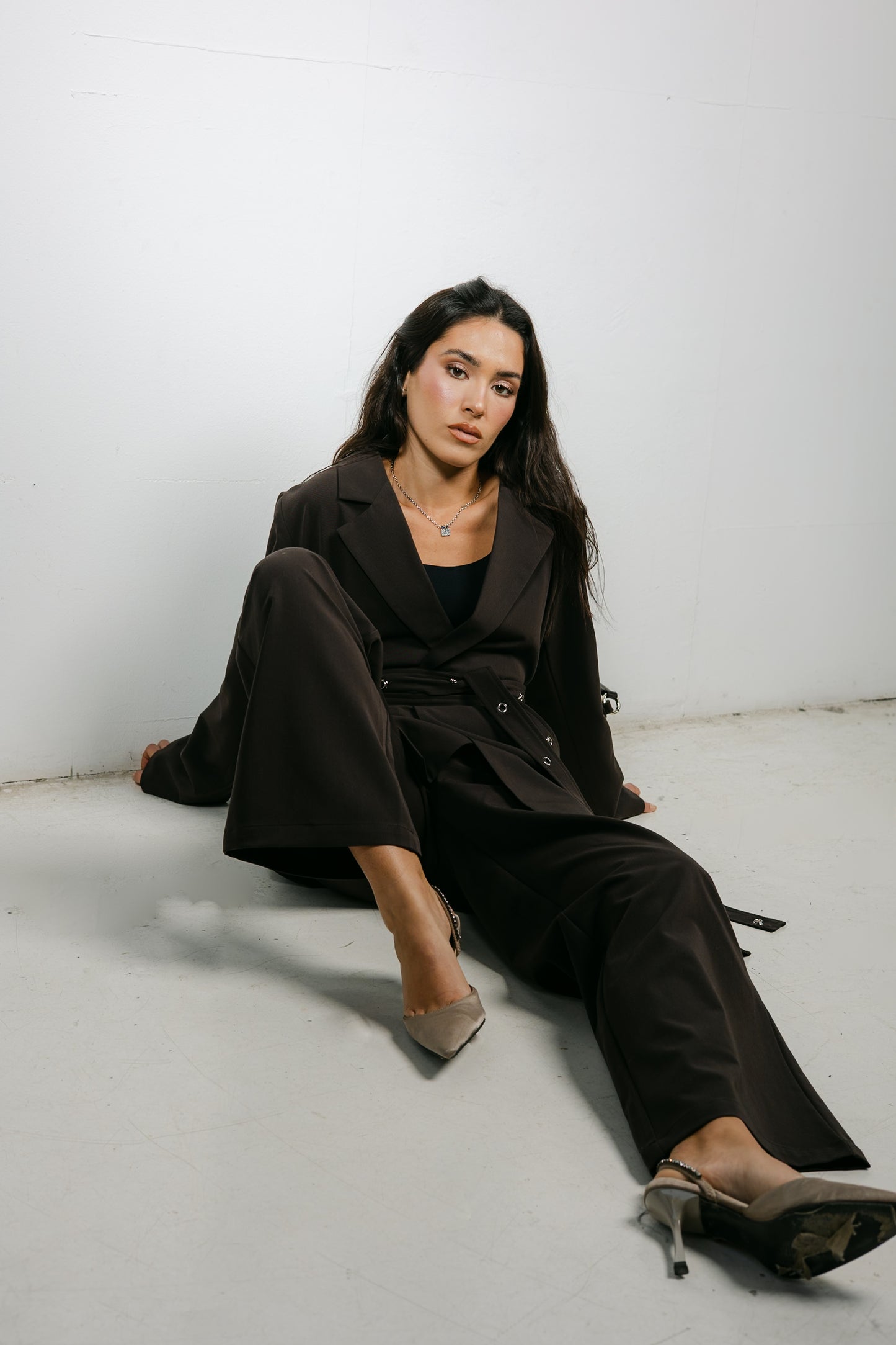 Silver Bells Blazer Set in Brown