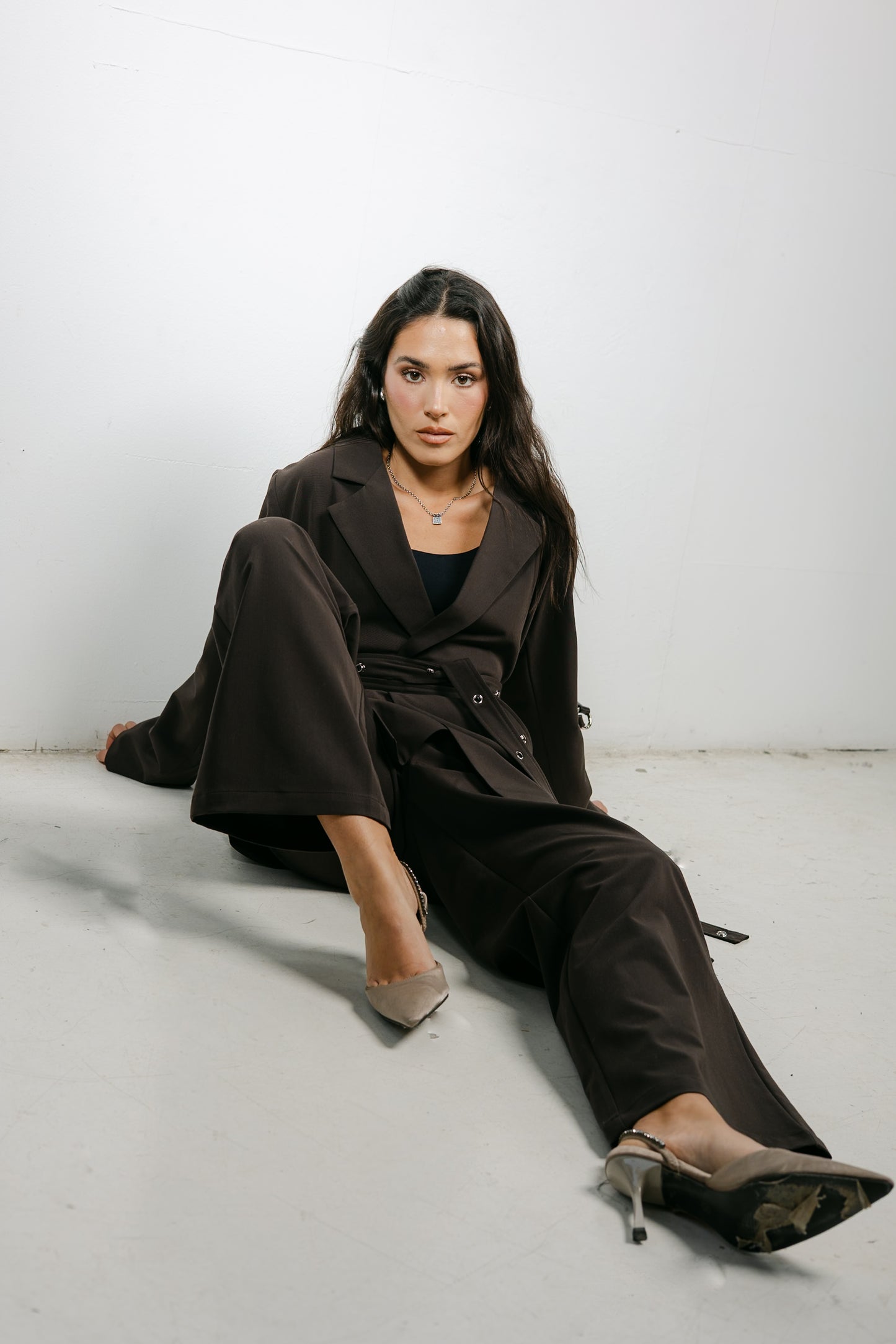 Silver Bells Blazer Set in Brown