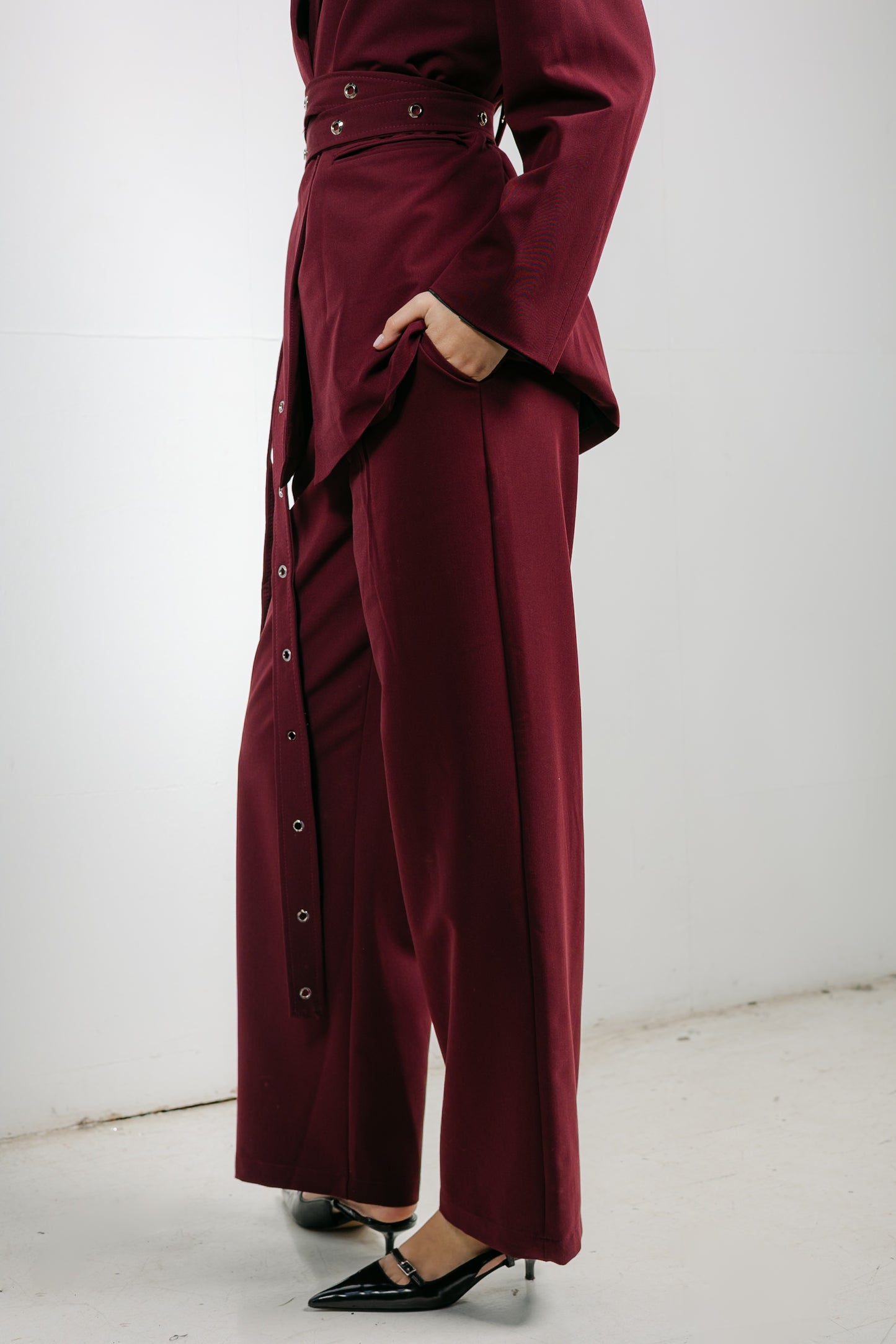 Silver Bells Blazer Set in Burgundy