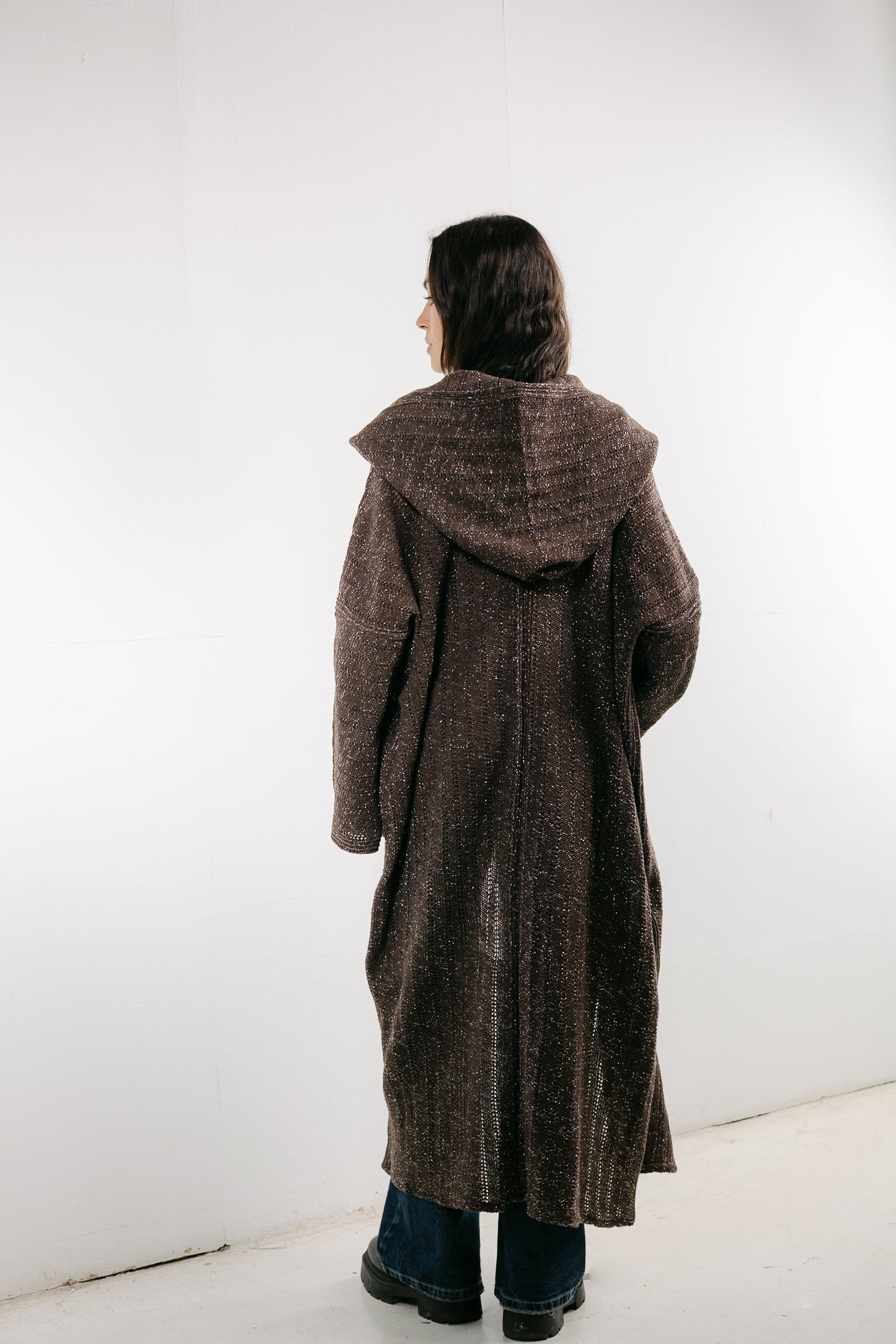 Moon Glow Knit Cardigan in Shimmer Brown