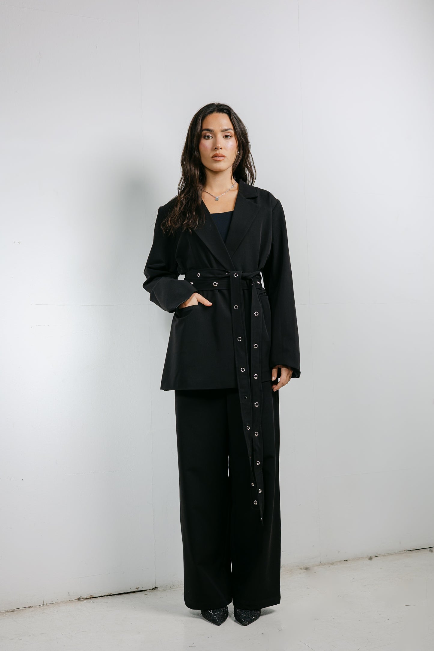 Silver Bells Blazer Set in Black