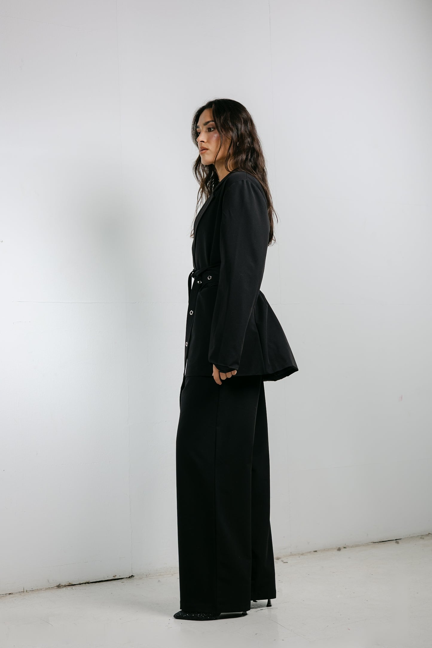 Silver Bells Blazer Set in Black