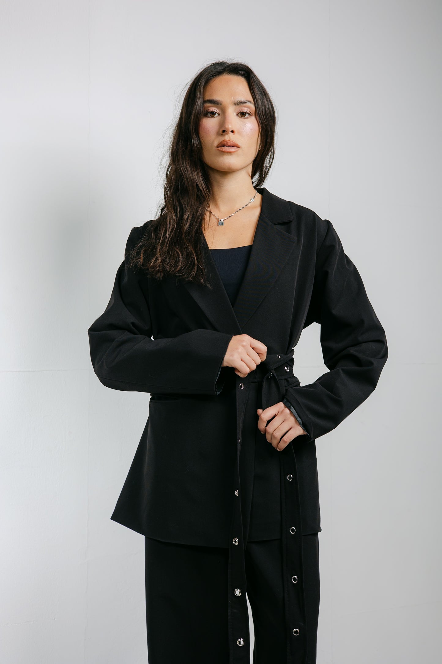 Silver Bells Blazer Set in Black