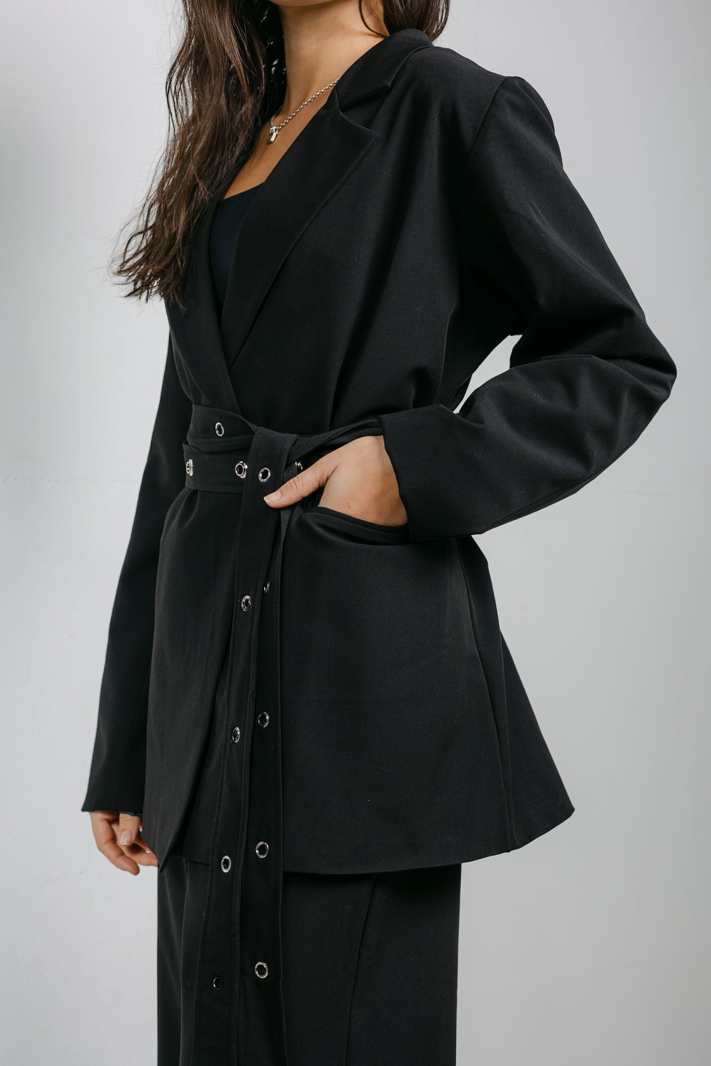 Silver Bells Blazer Set in Black