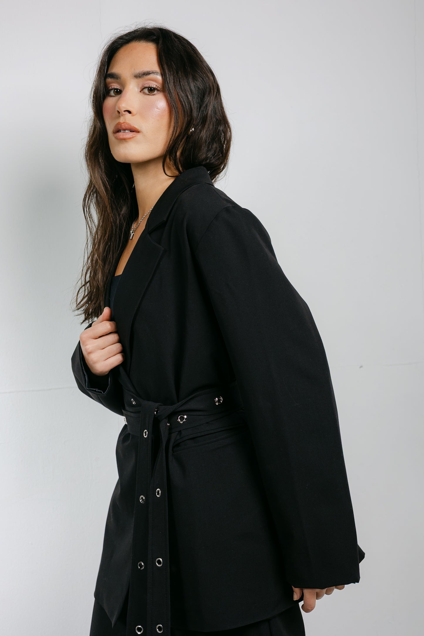 Silver Bells Blazer Set in Black