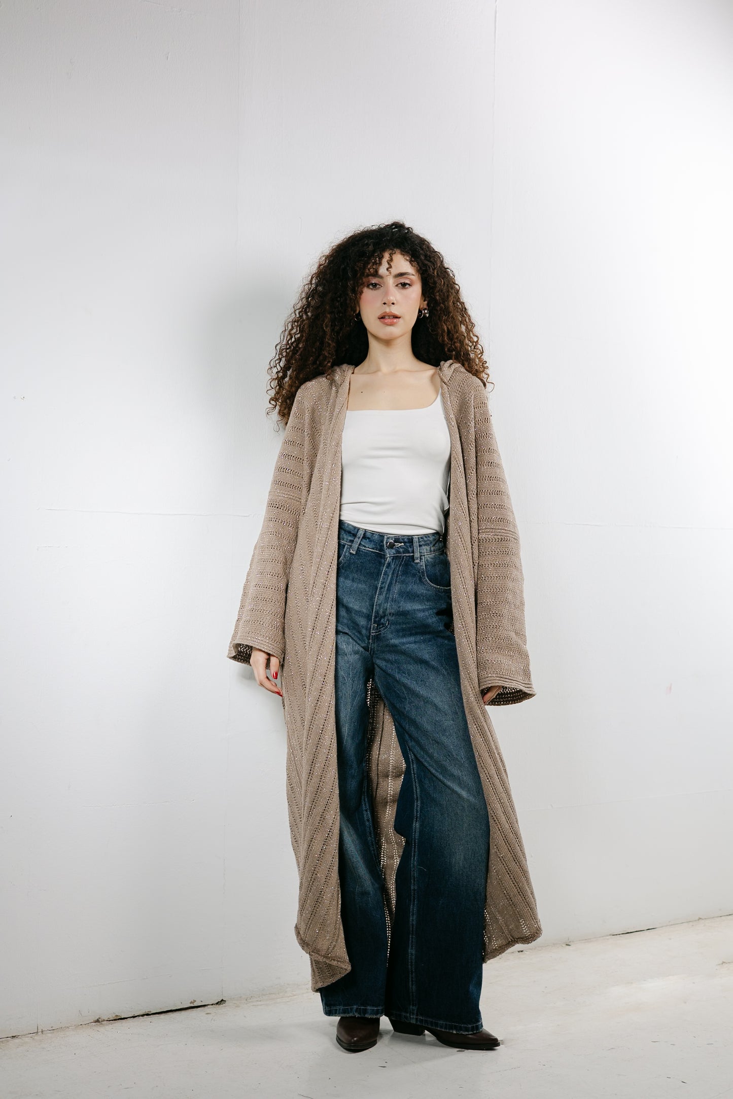 Moon Glow Knit Cardigan in Shimmer Cafe