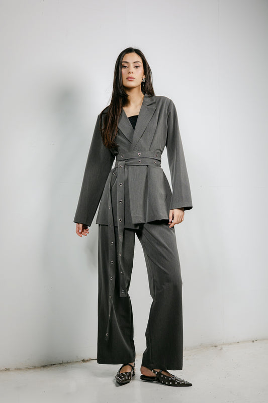 Silver Bells Blazer Set in Grey