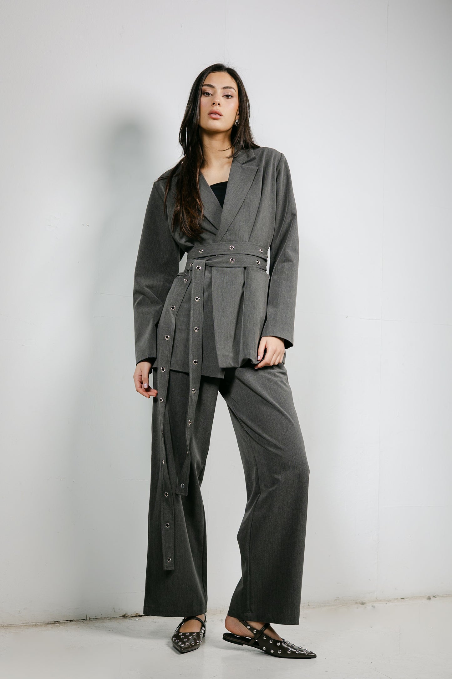 Silver Bells Blazer Set in Grey