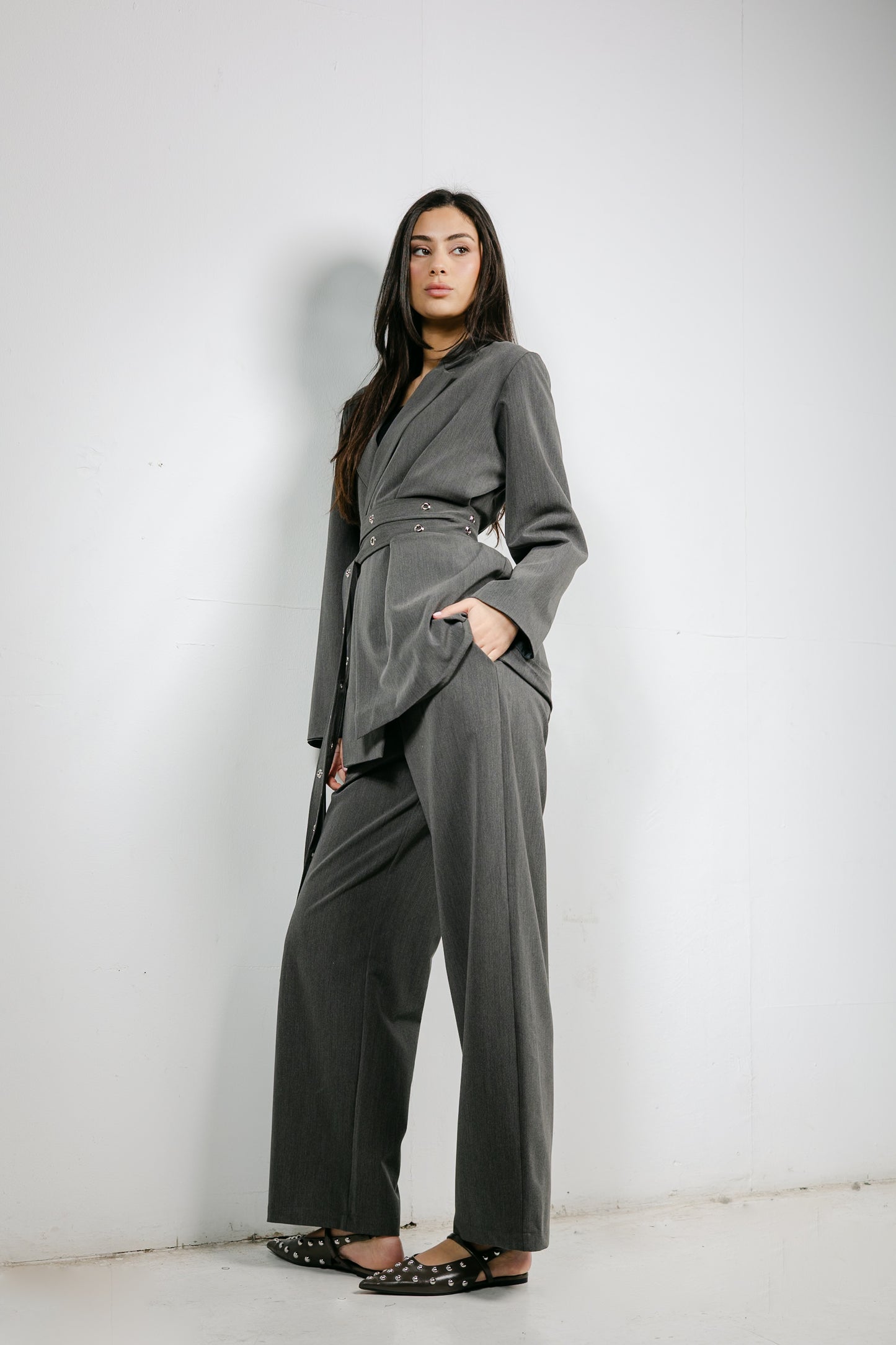 Silver Bells Blazer Set in Grey