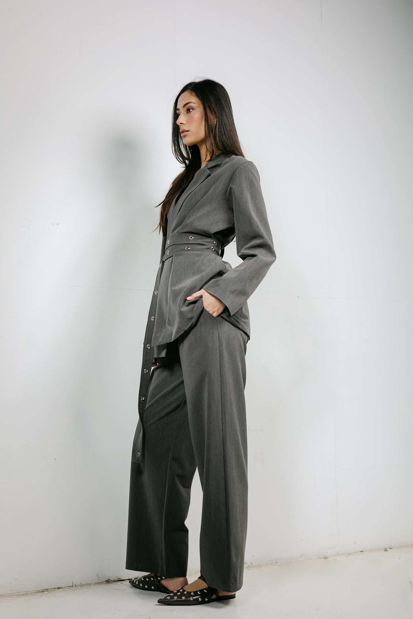 Silver Bells Blazer Set in Grey