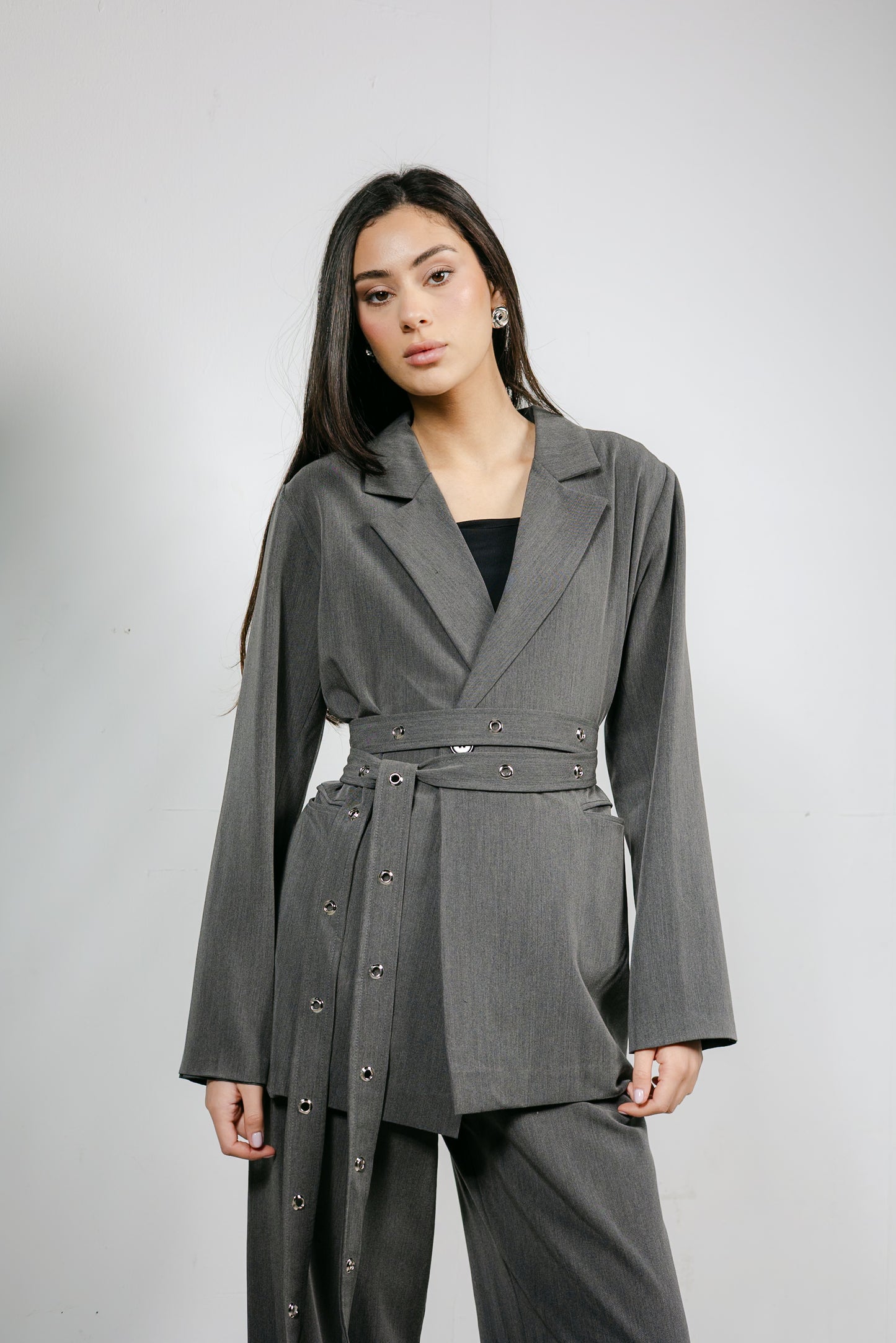 Silver Bells Blazer Set in Grey